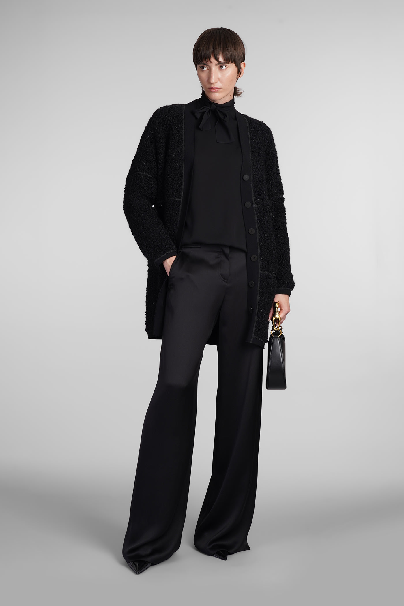 Shop Giorgio Armani Cardigan In Black Wool