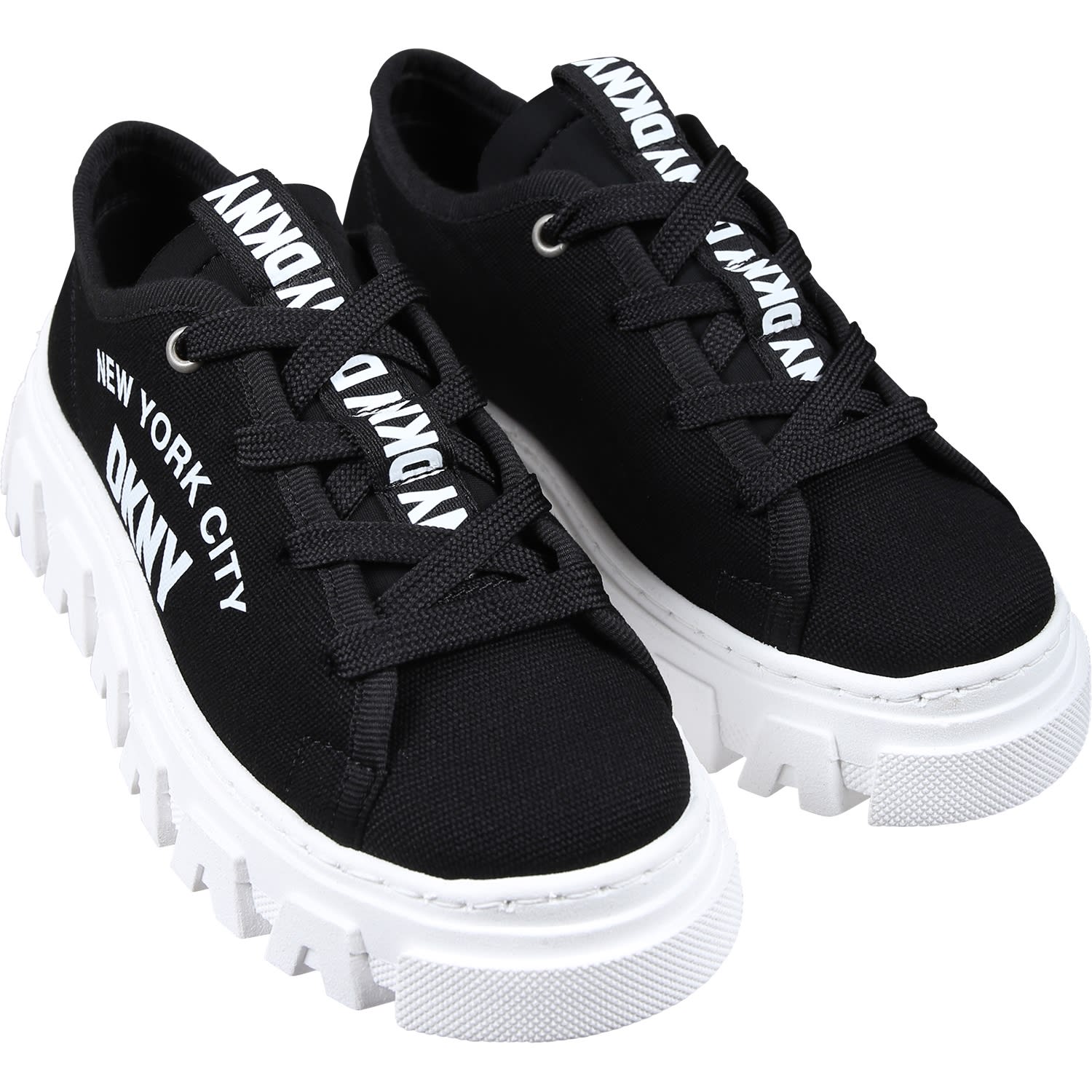 Shop Dkny Black Sneakers For Girl With Logo