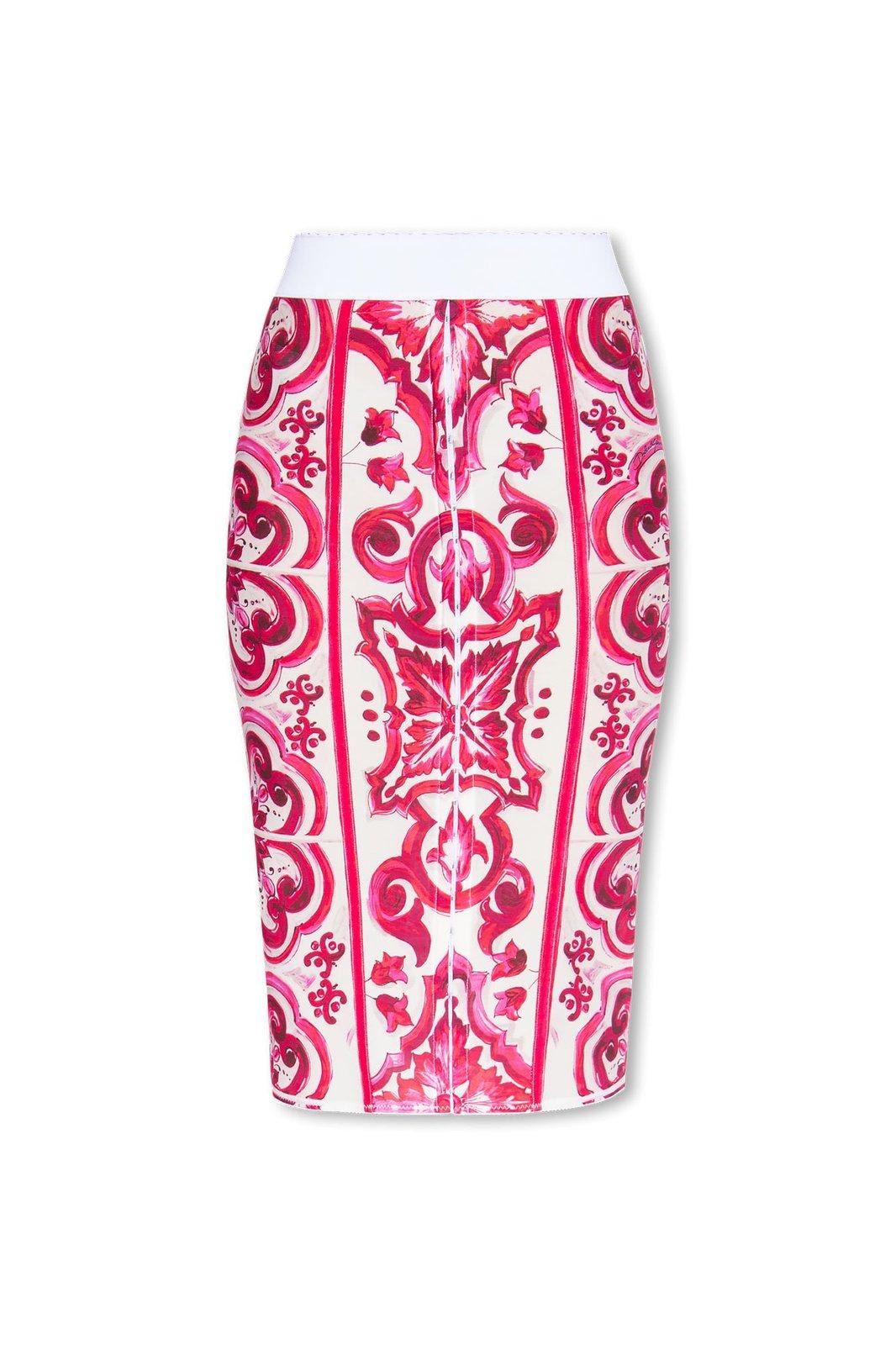 Maiolica-print High-waisted Pencil Skirt