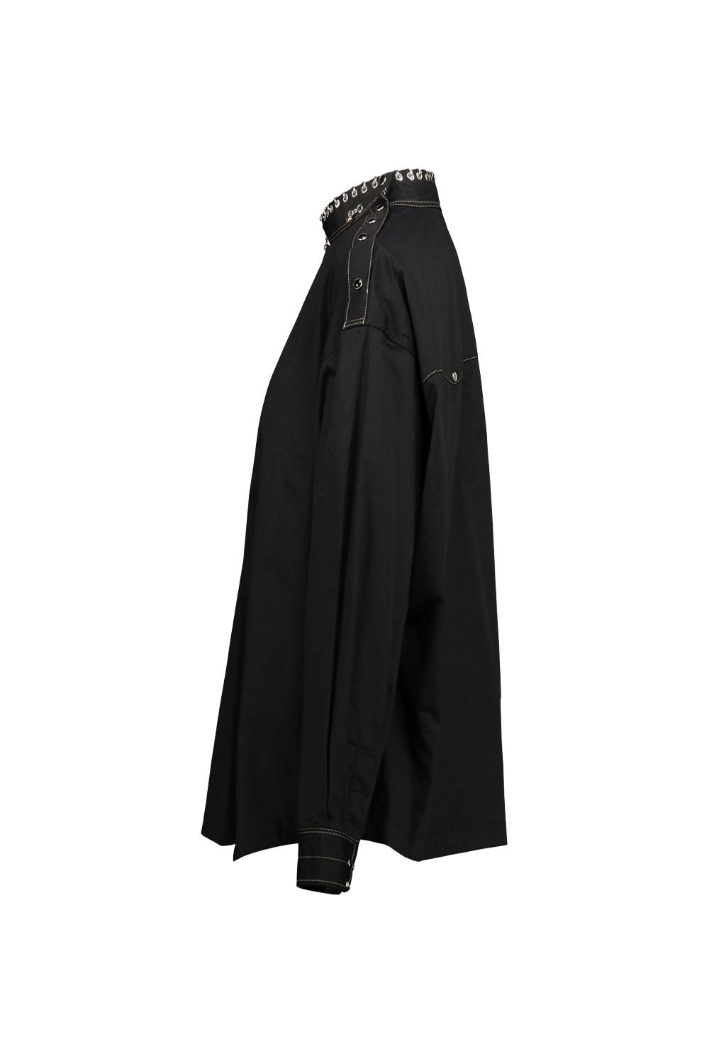 Lemaire Metal Embellished Asymmetric Button Detail Top In Black