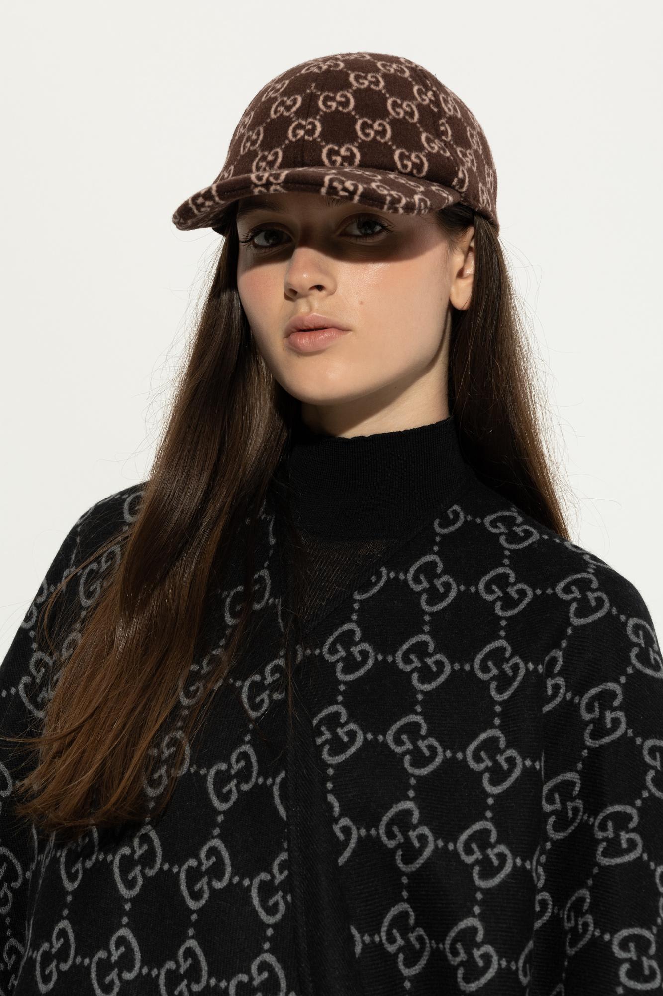 Gucci Gg Canvas Wool Baseball Cap In Brown
