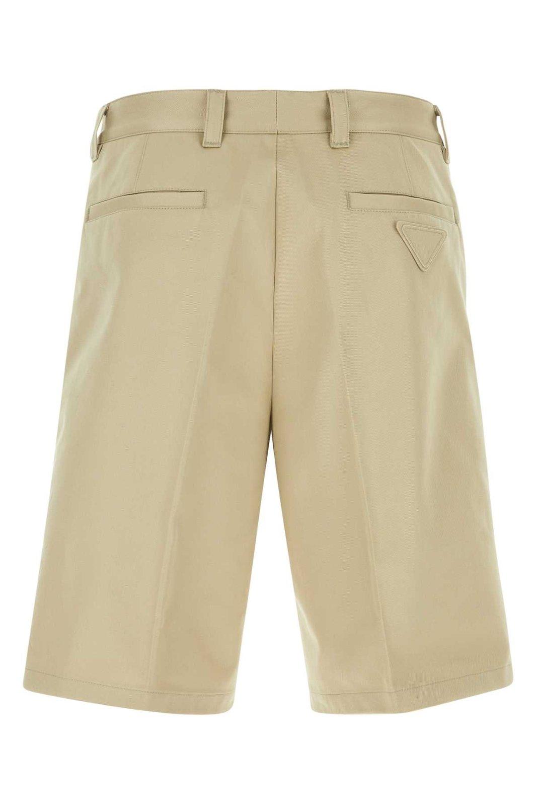Prada Pleated Knee-length Shorts In Corda