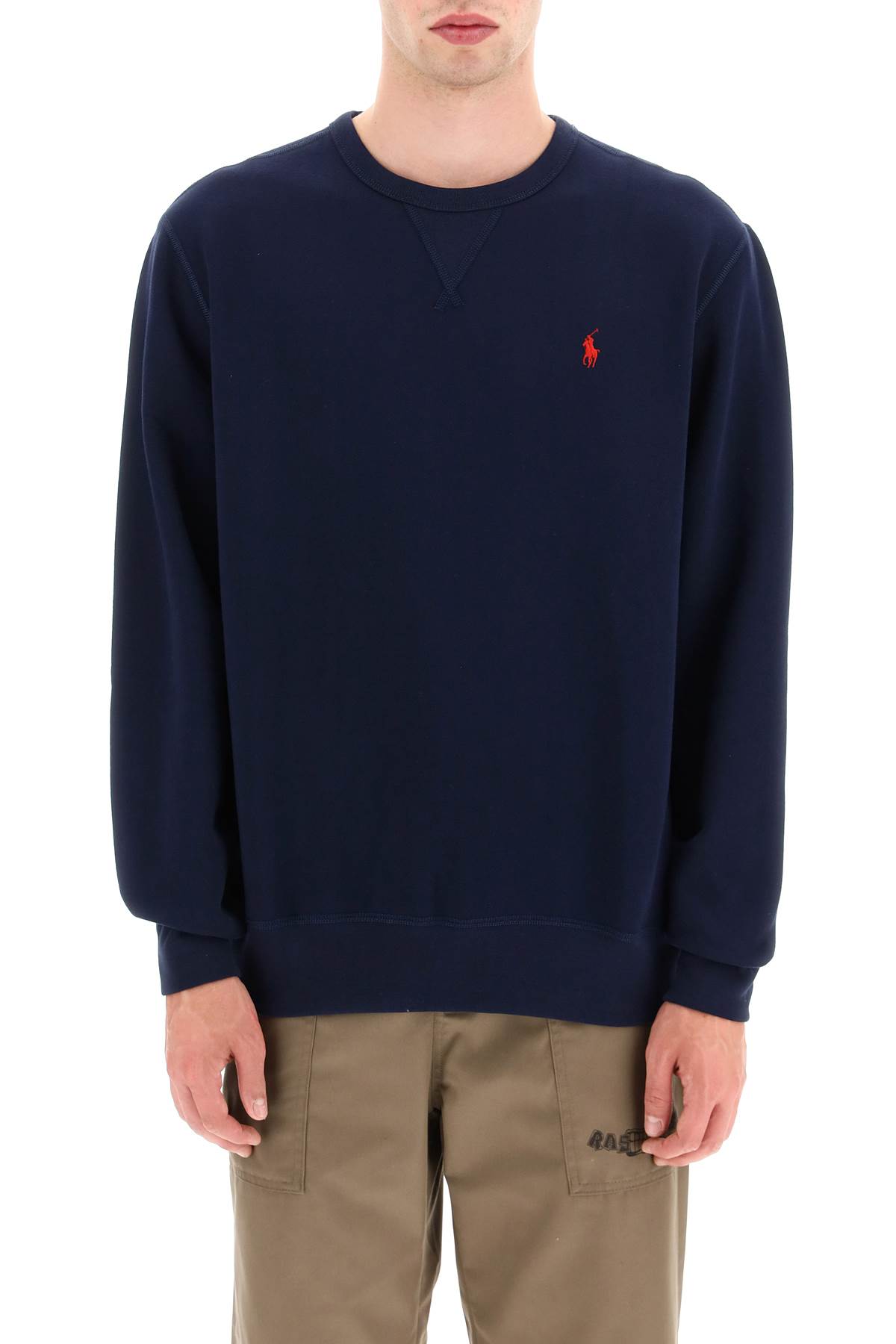Shop Polo Ralph Lauren Logo Embroidery Sweatshirt In Cruise Navy (blue)