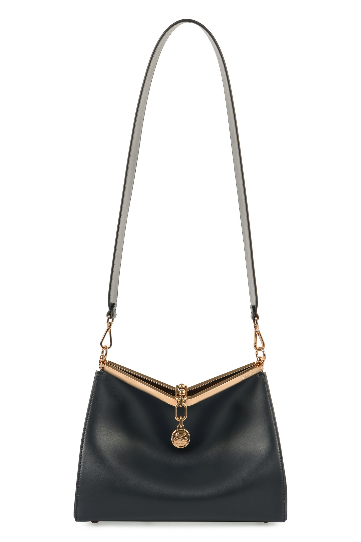 Shop Etro Vela Media Leather Shoulder Bag In Black