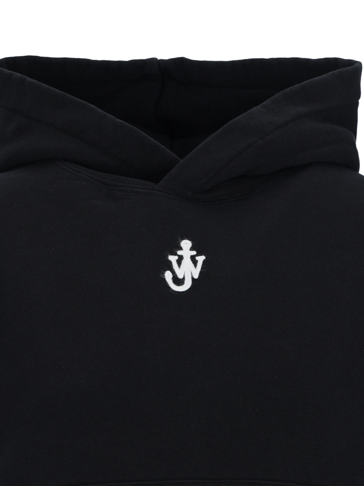 Jw Anderson J. W. Anderson Cropped Black Hoodie With Subtle Branding And Relaxed Fit In Black