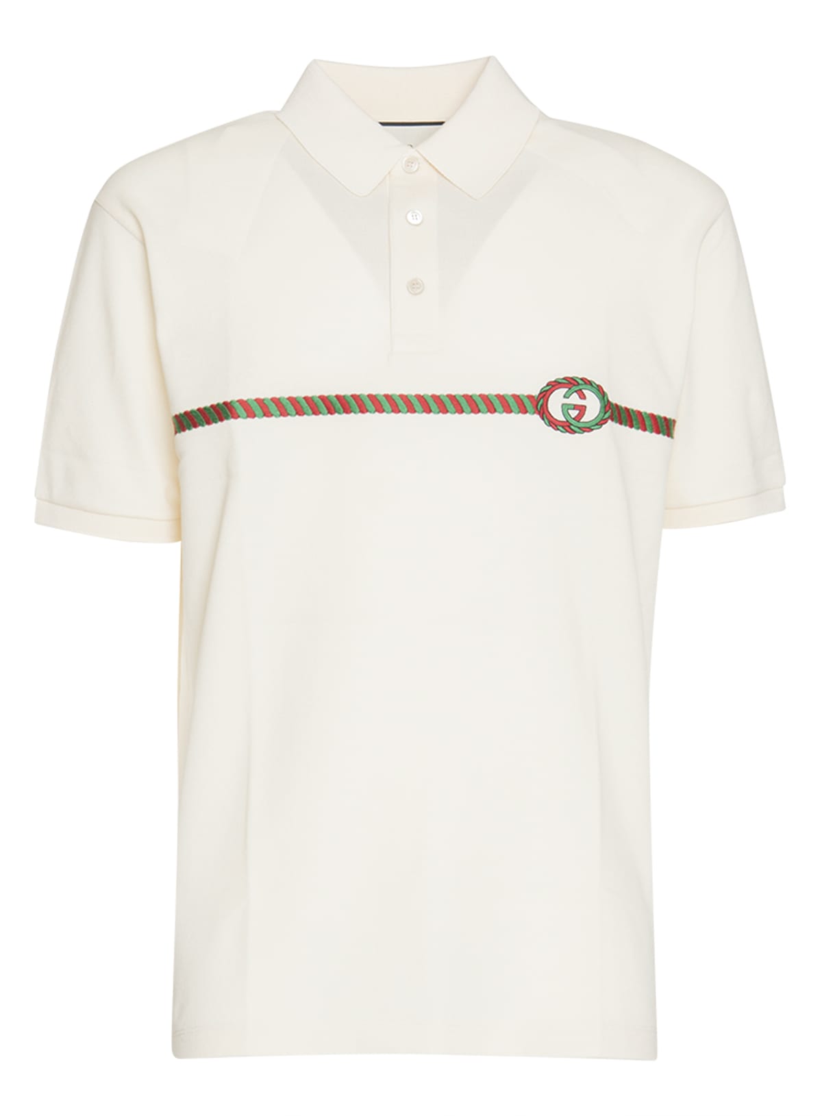 Gucci Polo With Logo In Bianco