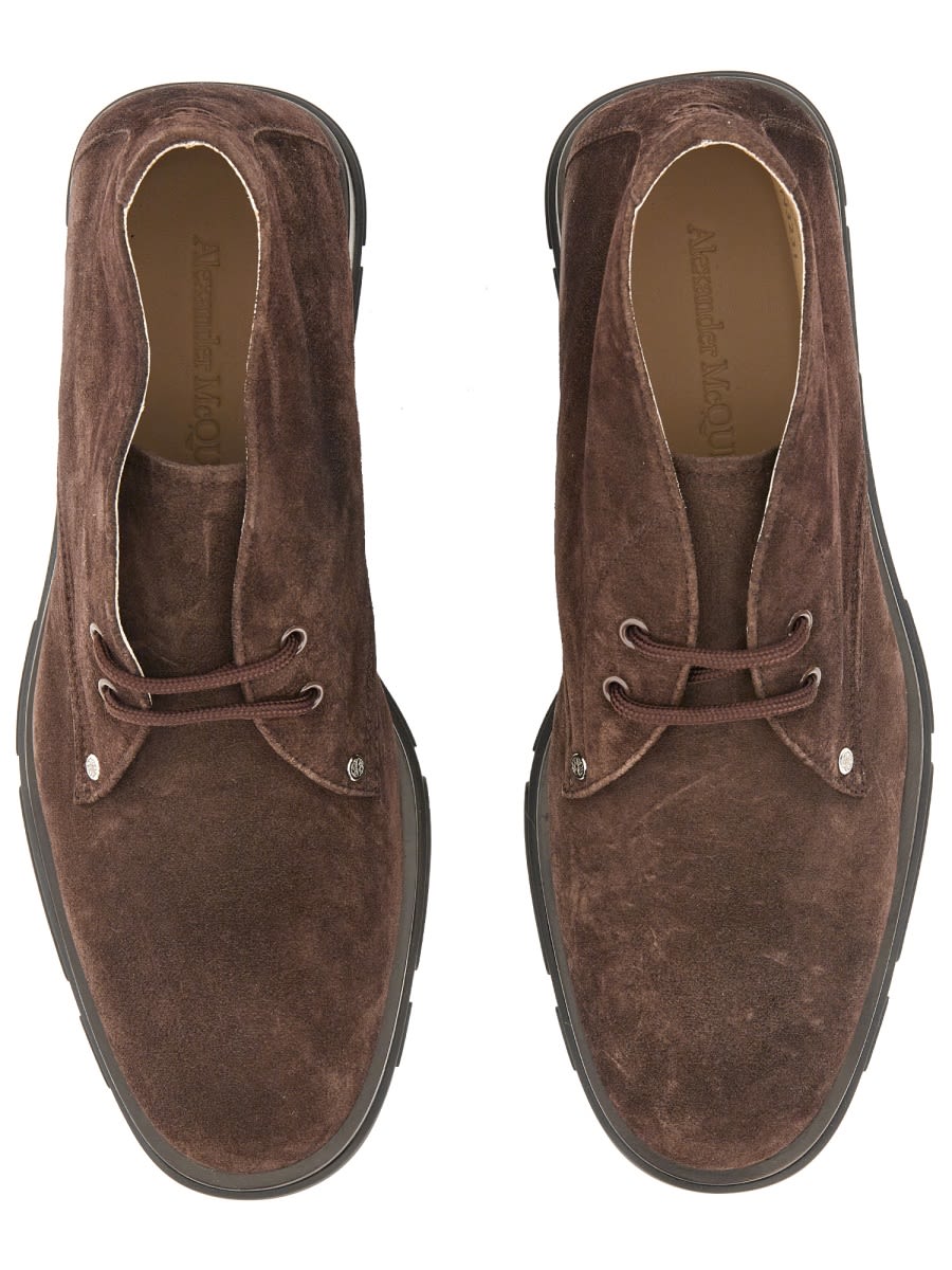 Alexander Mcqueen Men Suede Boot In Brown