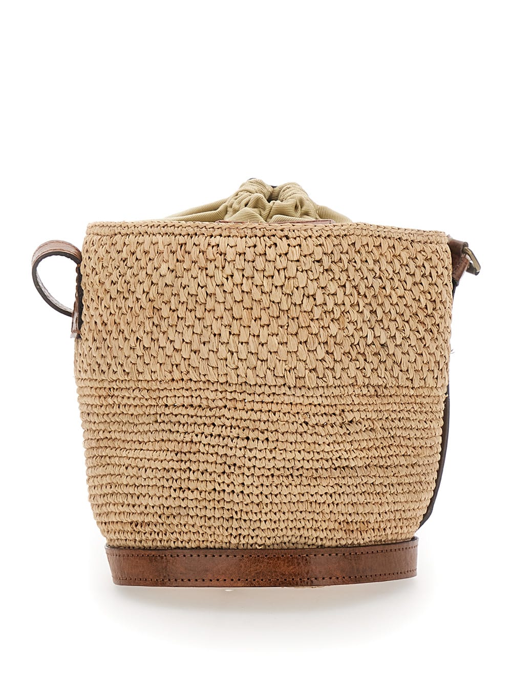 Ibeliv Maika Beige Bucket Bag With Top Closure With Drawstring In Raffia Woman