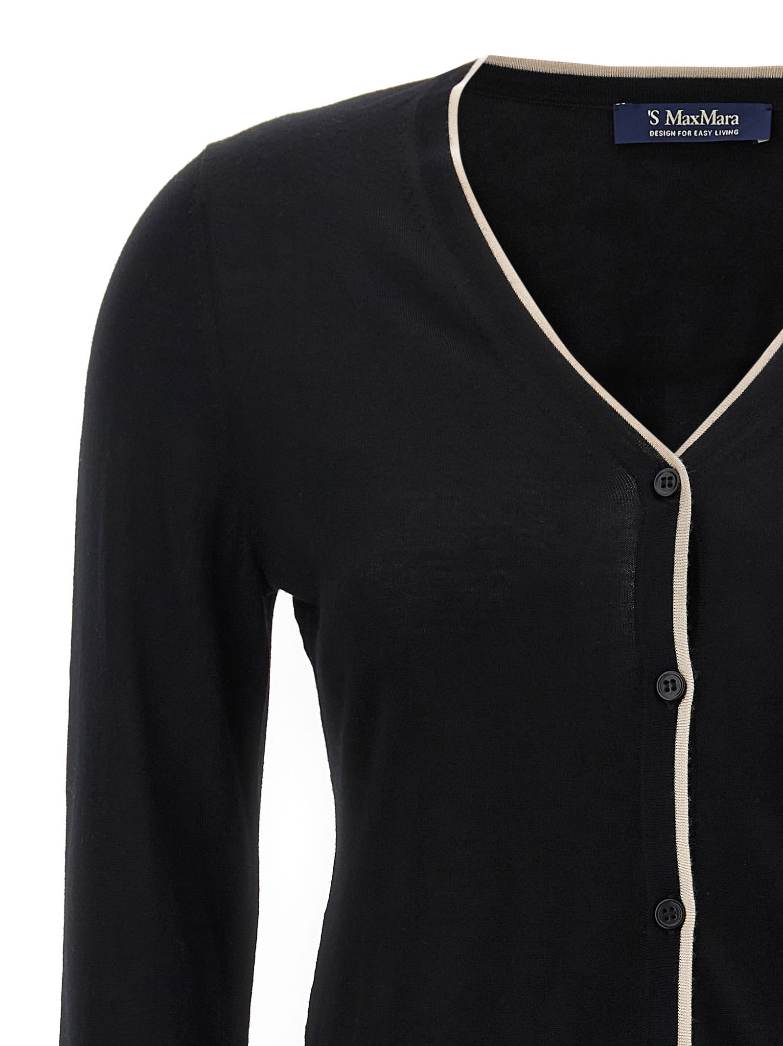 S Max Mara Knit Cardigan With Pockets And V Neck In Black