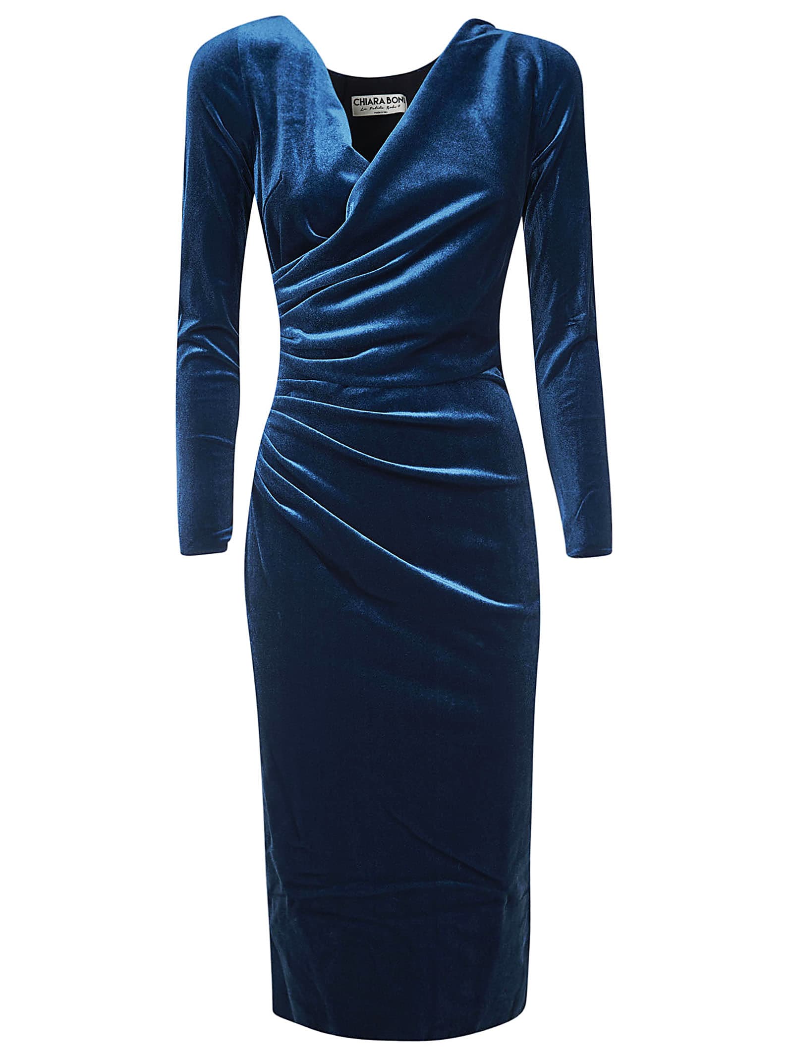La Petit Robe Di Chiara Boni Marquita Velvet Dress In Blue | ModeSens