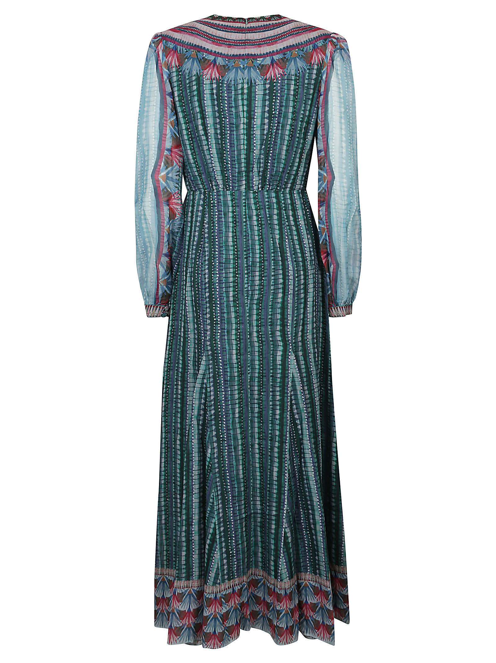 Shop Saloni Annabel-b Dress In Lotus Border Plmt