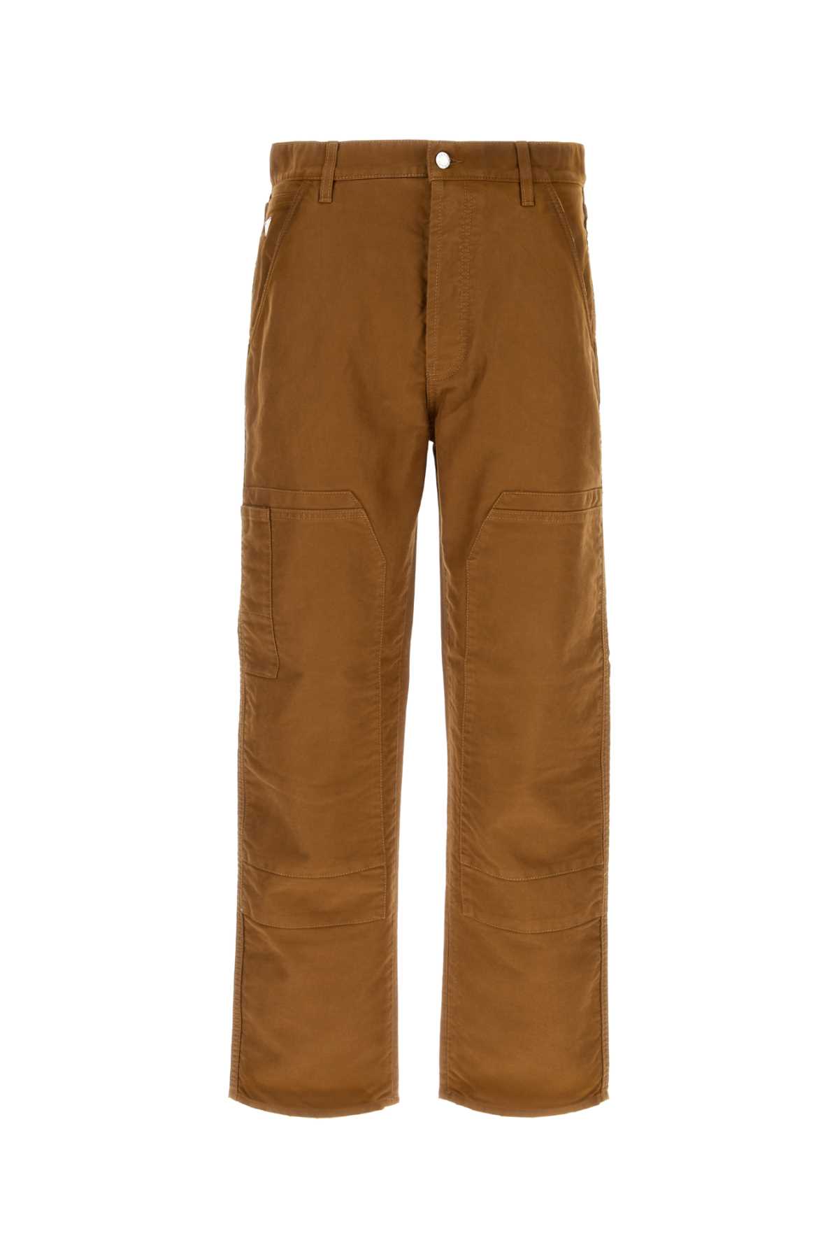 Shop Prada Light Brown Cotton Pant In Lightbrown