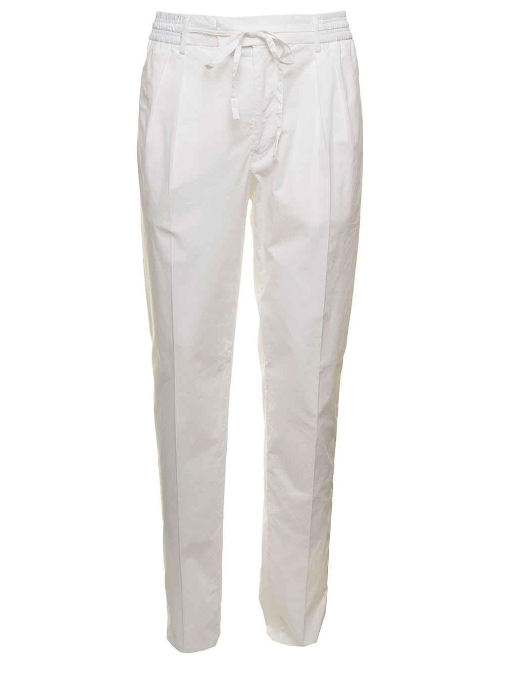 Gabriele Pasini Mans White Cotton Trousers With Drawstring