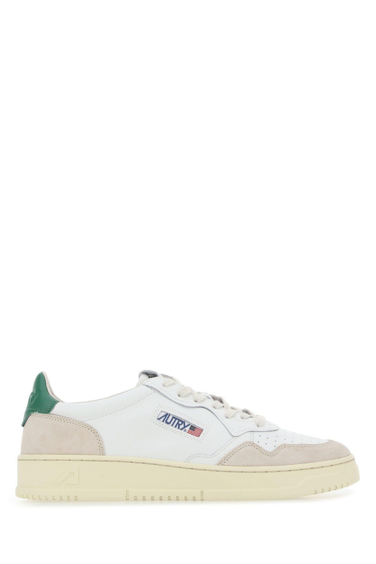 Autry Two-tone Leather And Suede Medalist Sneakers In White Amal