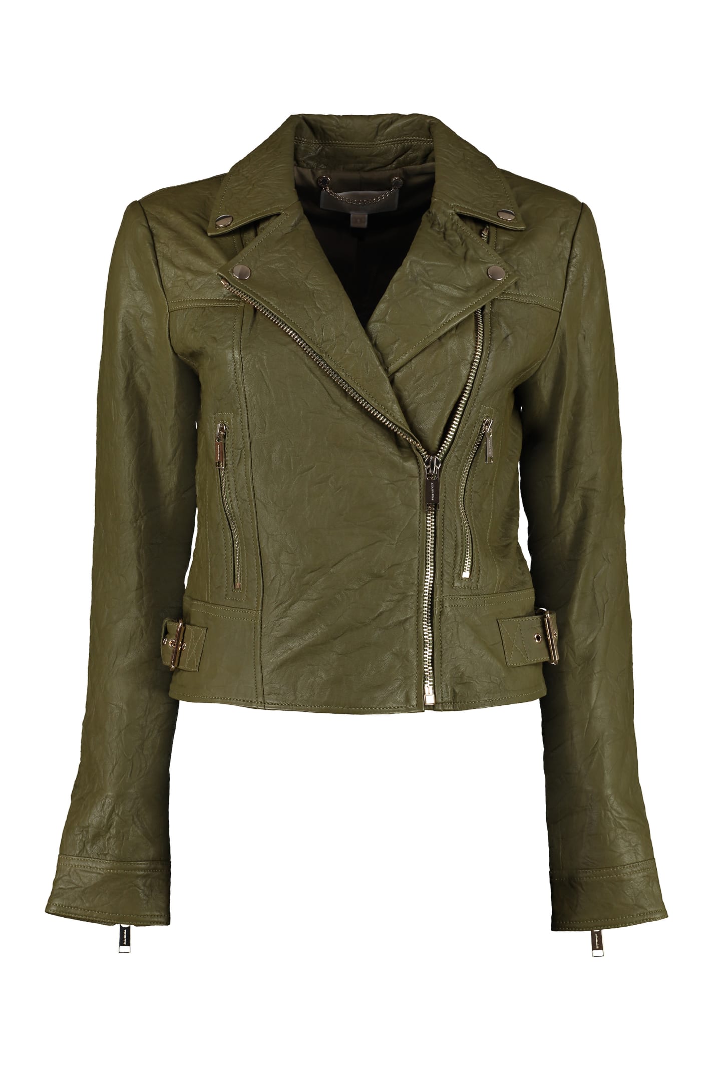 michael kors olive green leather jacket 