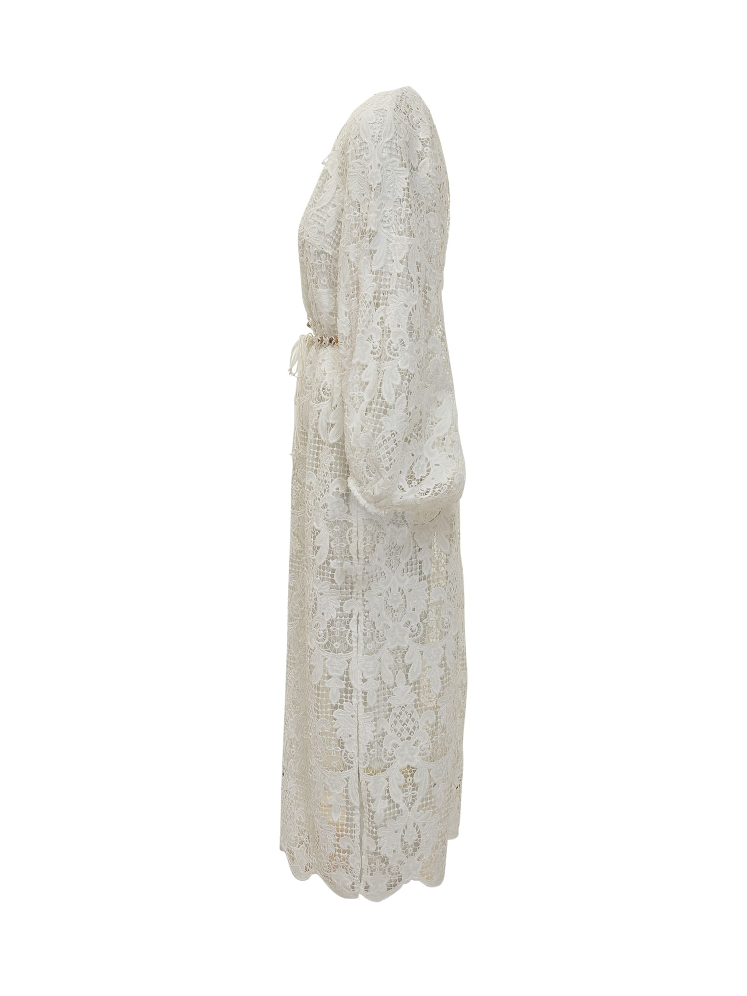 Zimmermann Coco Lace Midi Dress In Neutral