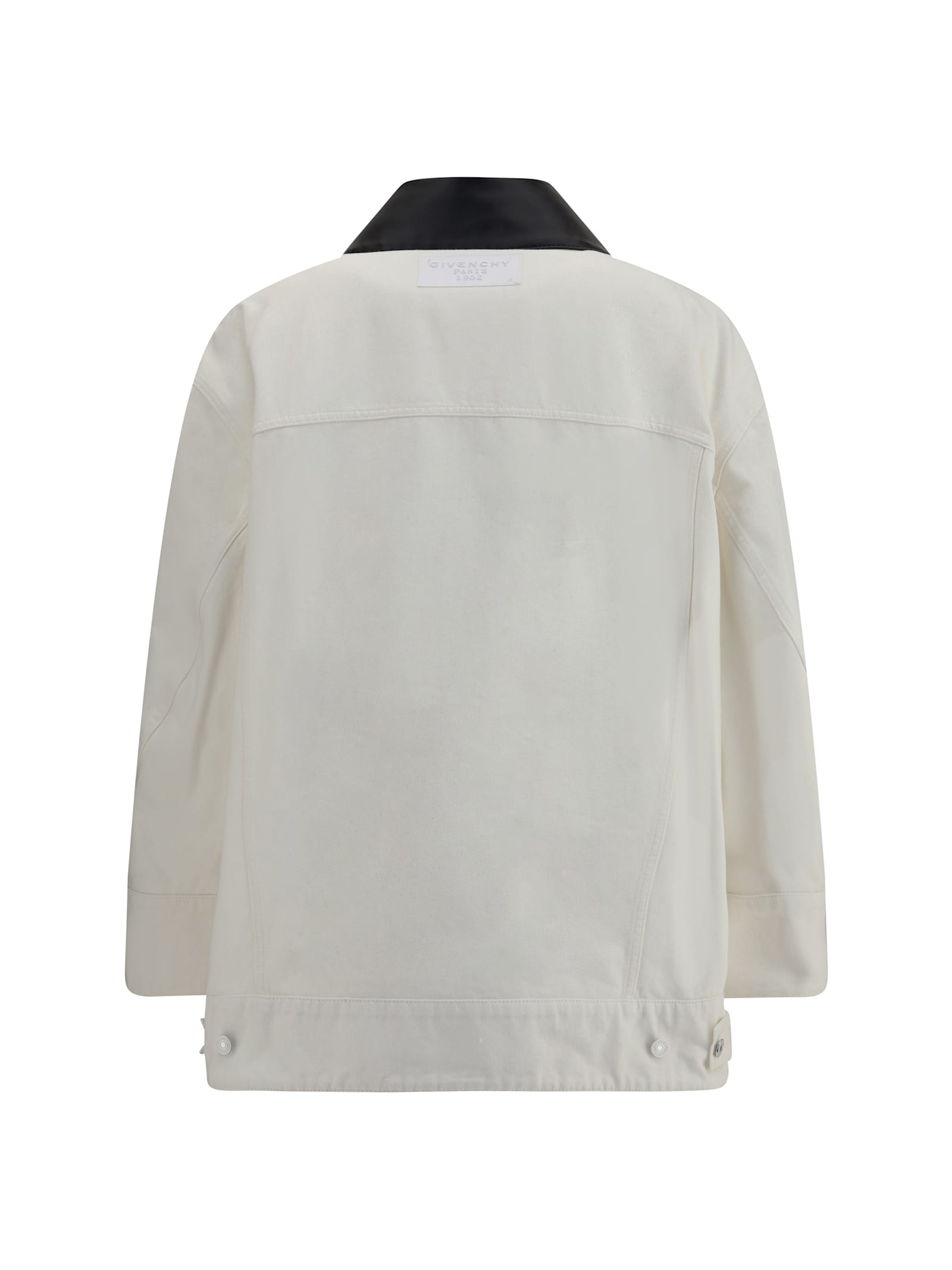 Givenchy Denim Jacket With Leather Collar In Neutral