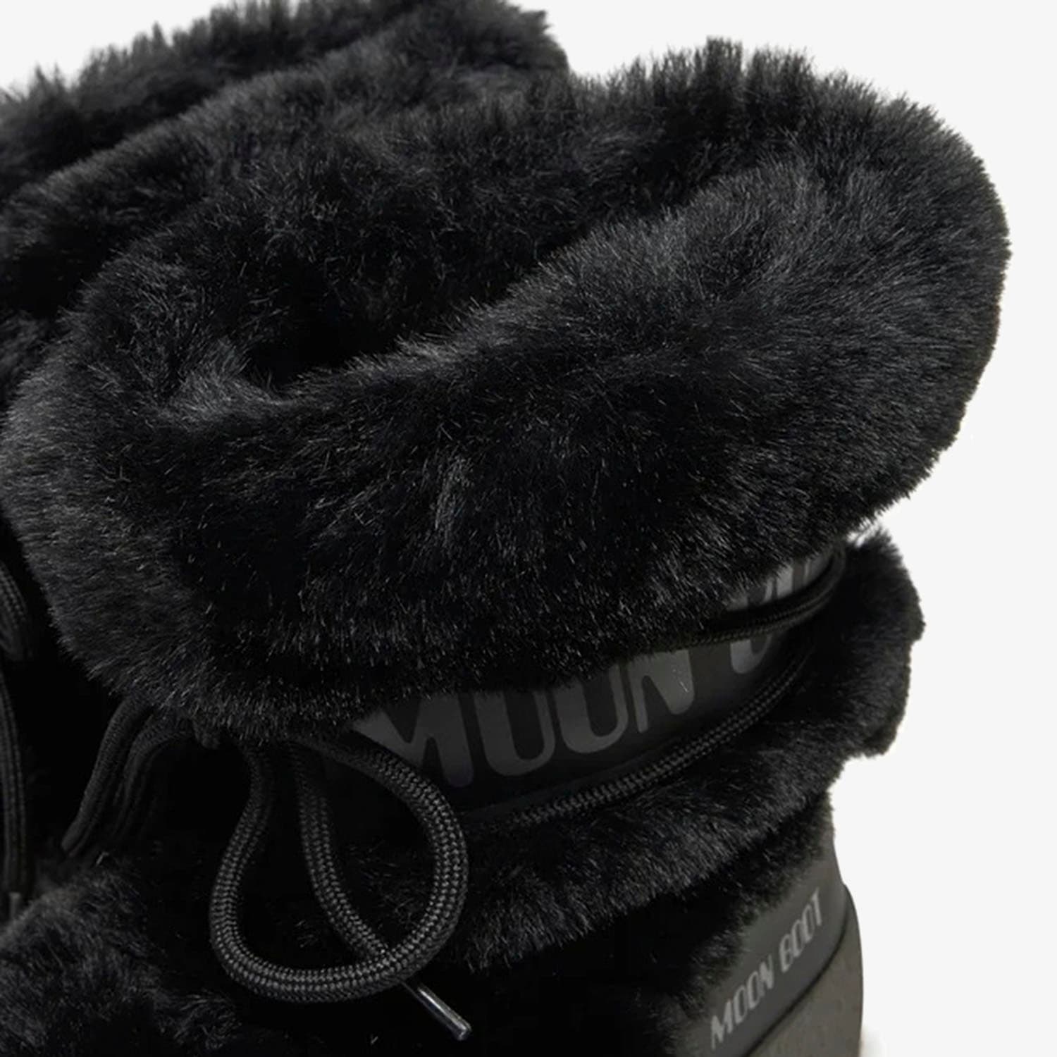 Moon Boot Iconic Faux Fur Ankle Boots With Lace-up Detail In Black