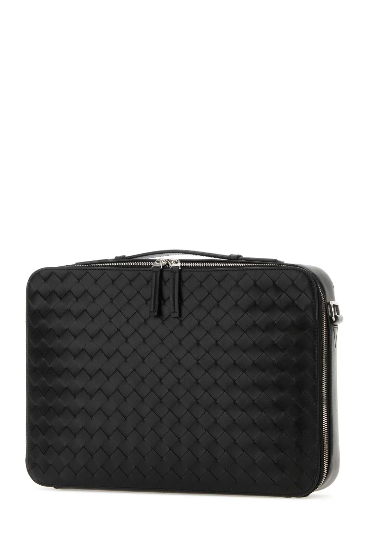 Shop Bottega Veneta Black Leather Getaway Briefcase In Blk