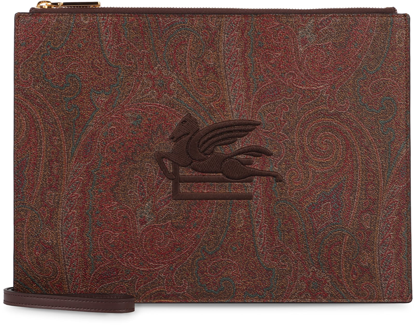 Shop Etro Jacquard Fabric Clutch In Brown