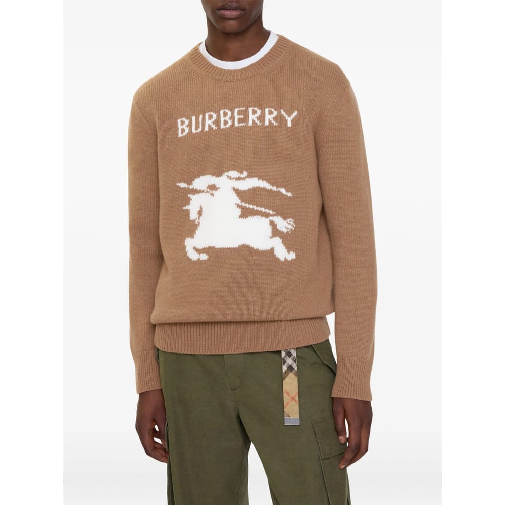 Burberry Wool And Cashmere Pullover With Ekd In Brown