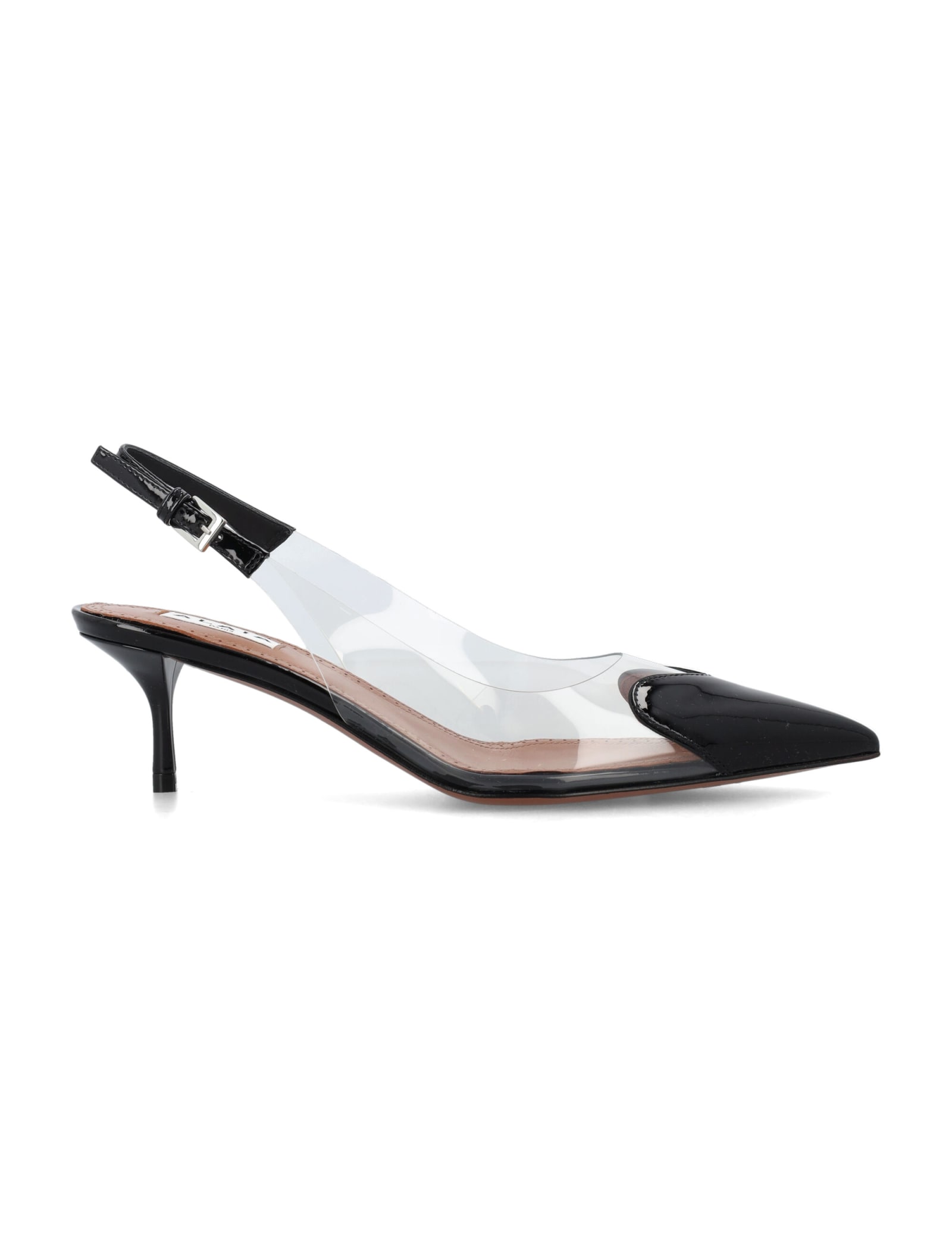 Alaïa Le Coeur Black Patent Leather High Slingback In Black