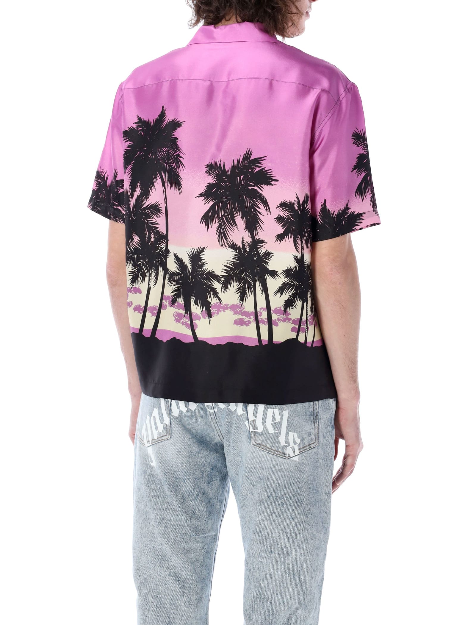 Palm Angels Monogram-Print Silk Shirt