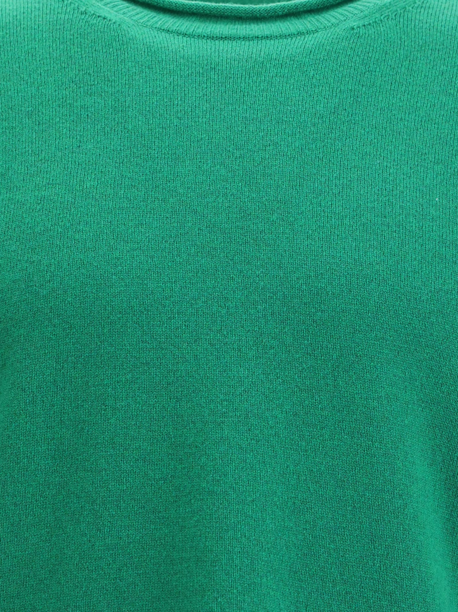 Comme Des Garçons Shirt Round Neckline Sweater In Wool In Green