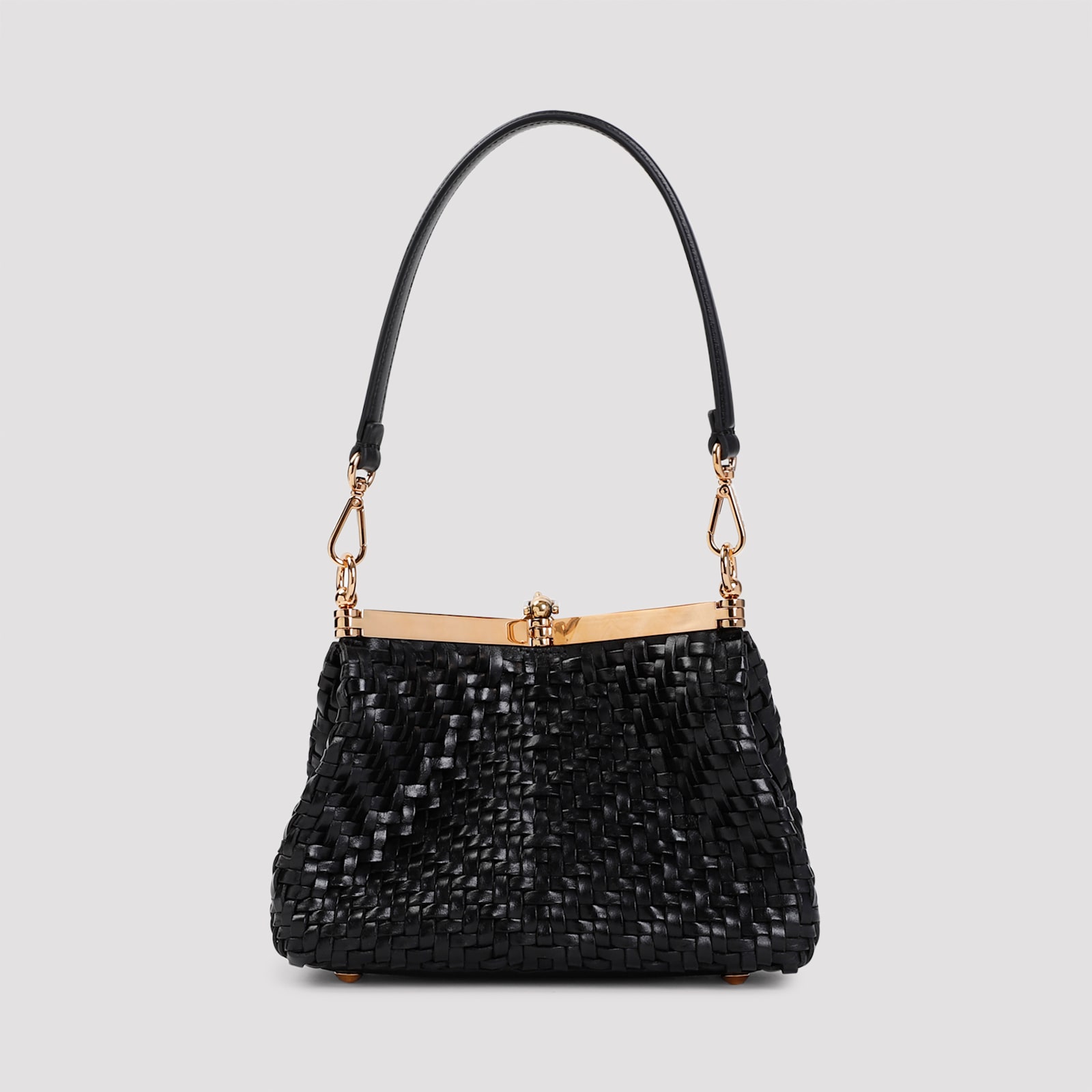 Shop Etro Small Vela Leather Bag In Nero