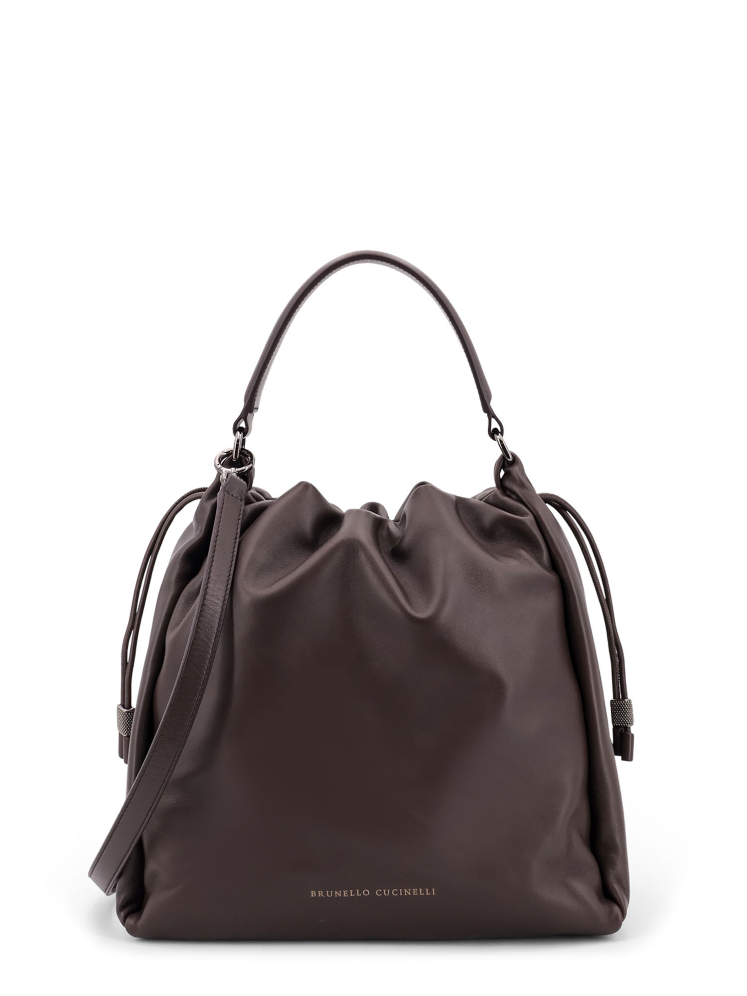 Brunello Cucinelli Women Mellow Bucket Leather Handbag With Monili Detail In Multi