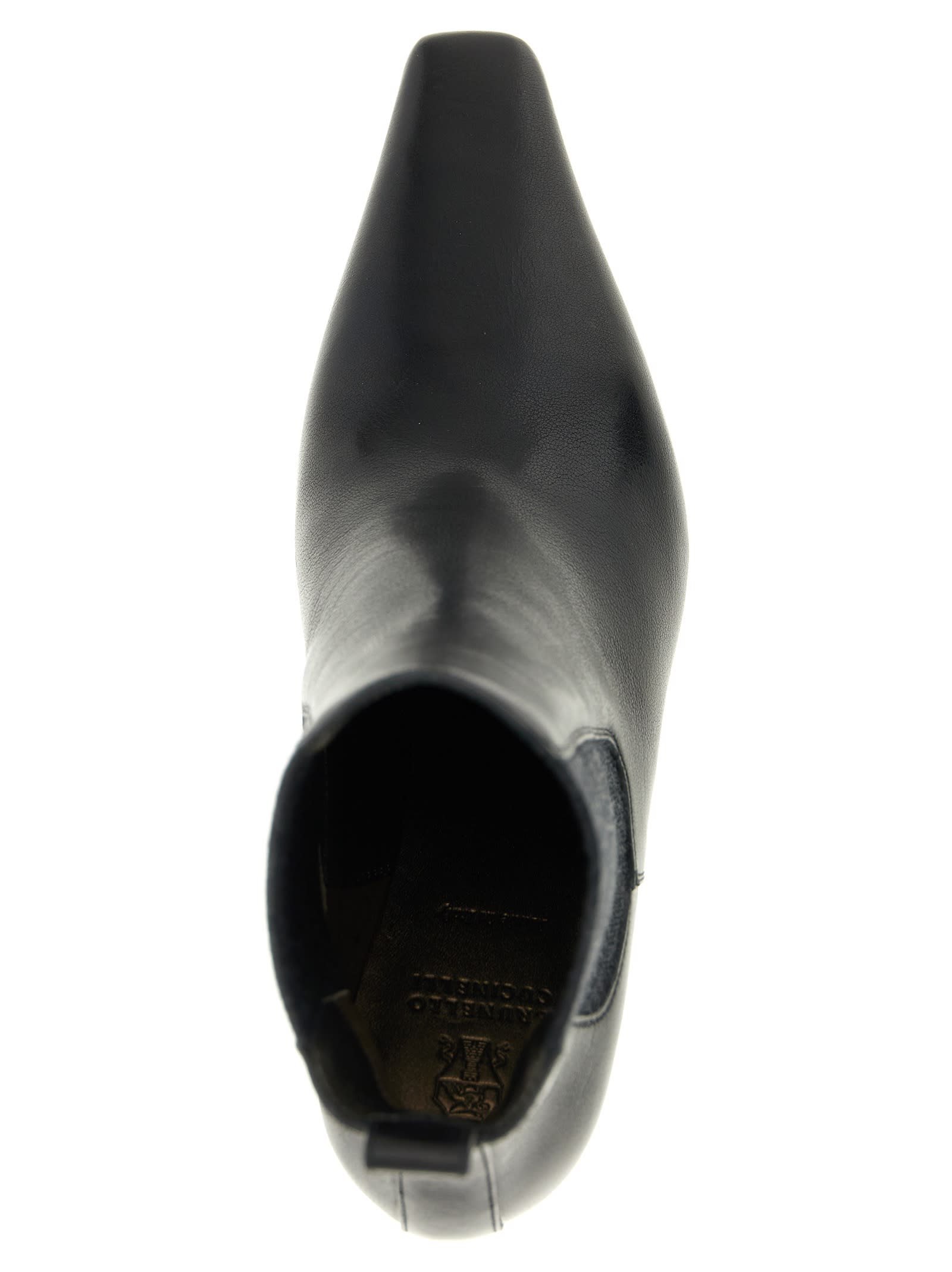 Brunello Cucinelli Leather Stiletto Heel Ankle Boots In Black