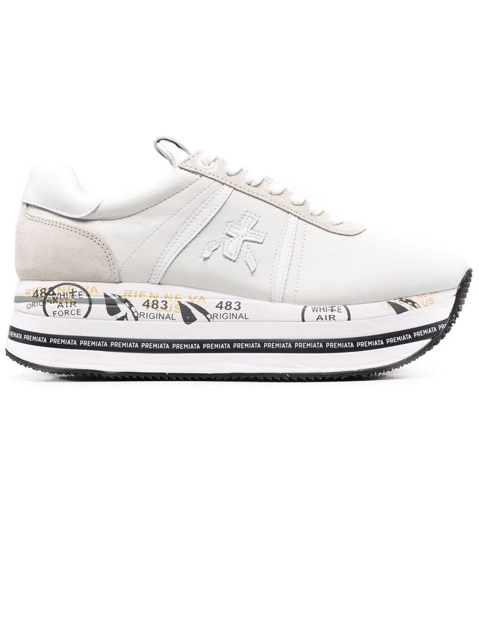 Shop Premiata White Leather Beth Sneakers