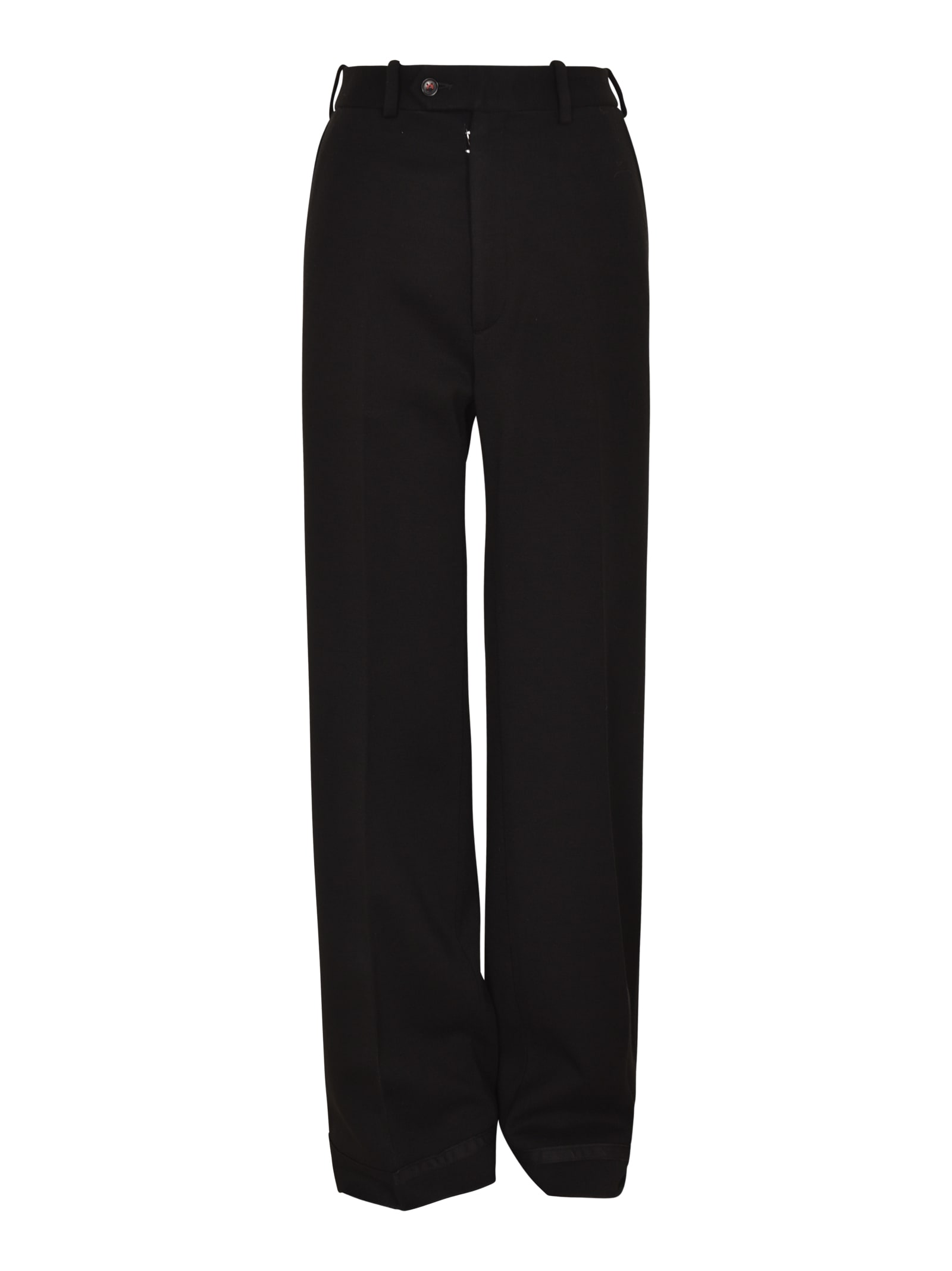 Rear Logo Straight Leg Plain Trousers