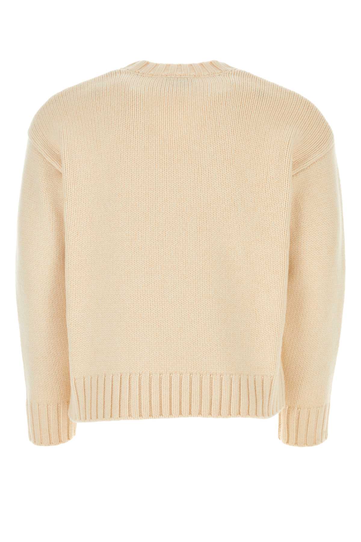 The Harmony Ivory Wool Walker Oversize Sweater In Cream