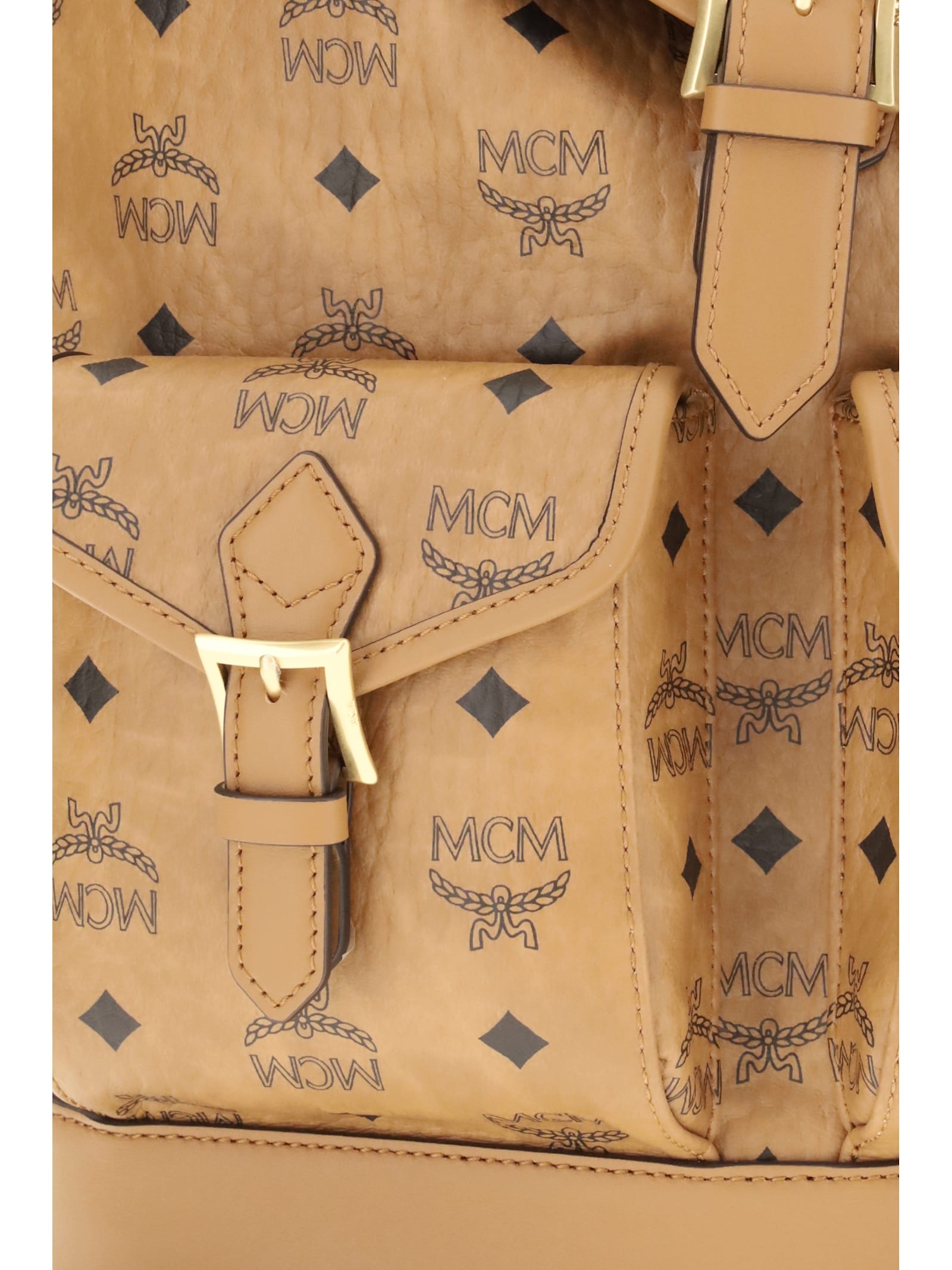 Mcm Printed Canvas Backpack