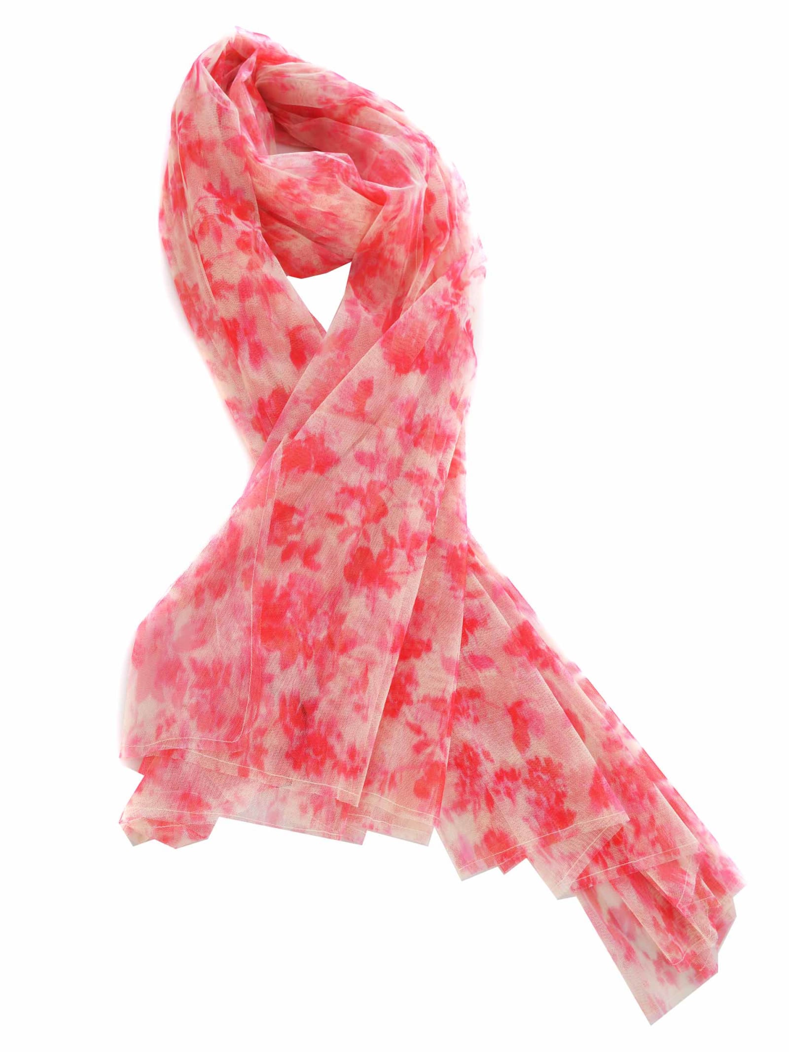Shop Philosophy Di Lorenzo Serafini Scarf  Abstract Made Of Tulle In Bianco Rosa