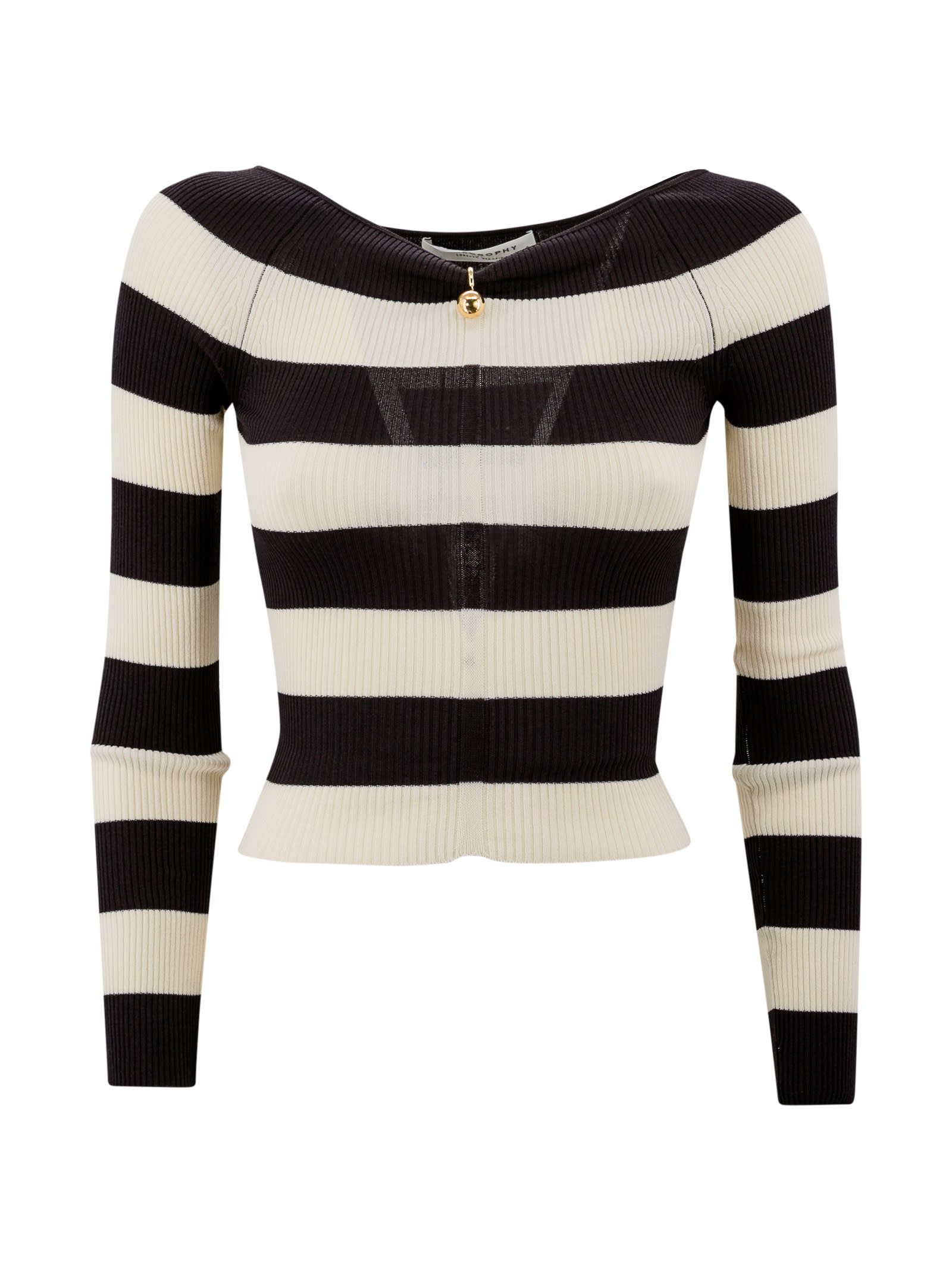 Shop Philosophy Di Lorenzo Serafini Detachable-charm Striped Jumper