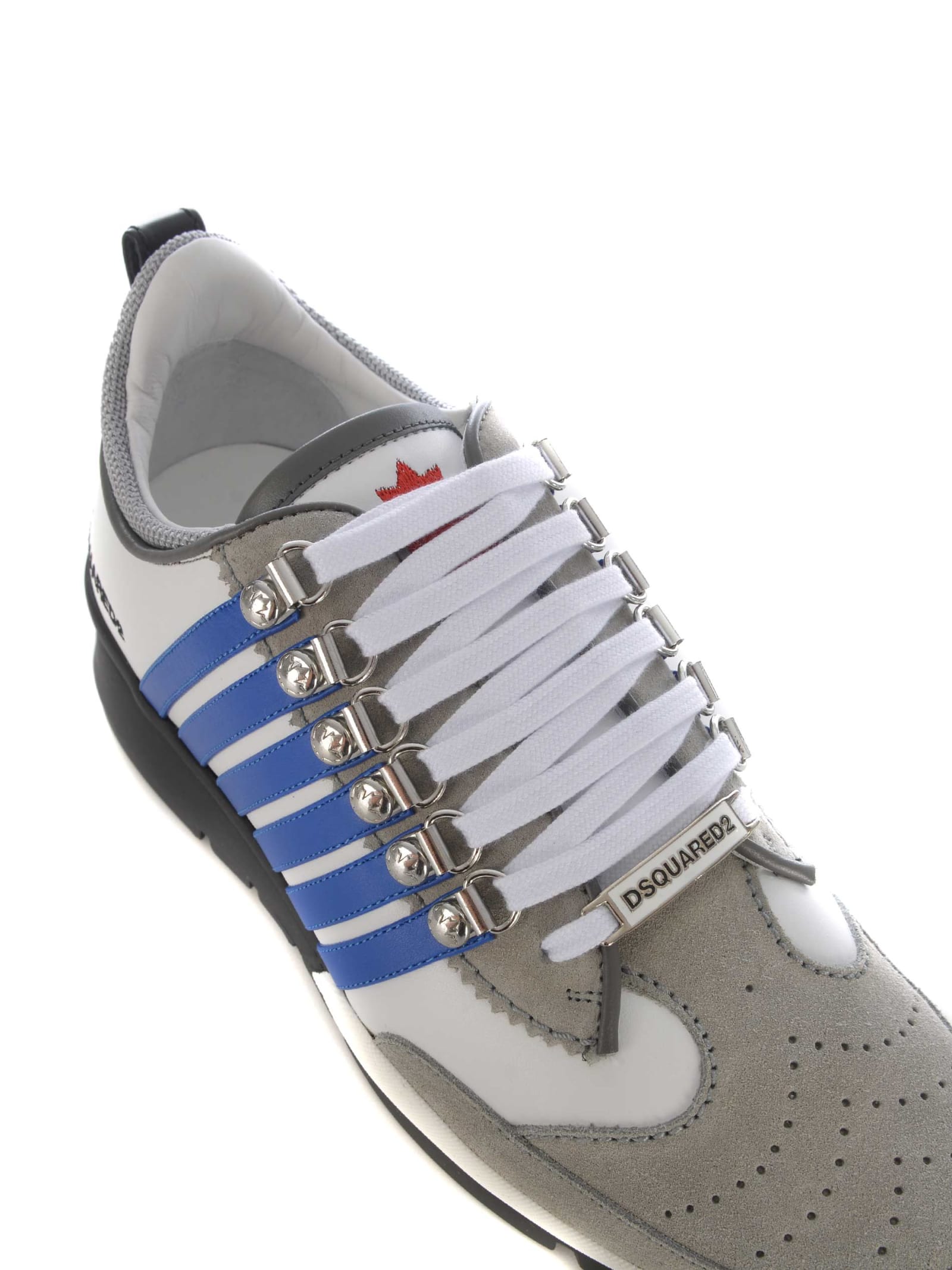 Shop Dsquared2 Sneakers Dsquarerd2 Legendary In Leather In Bianco/azzurro