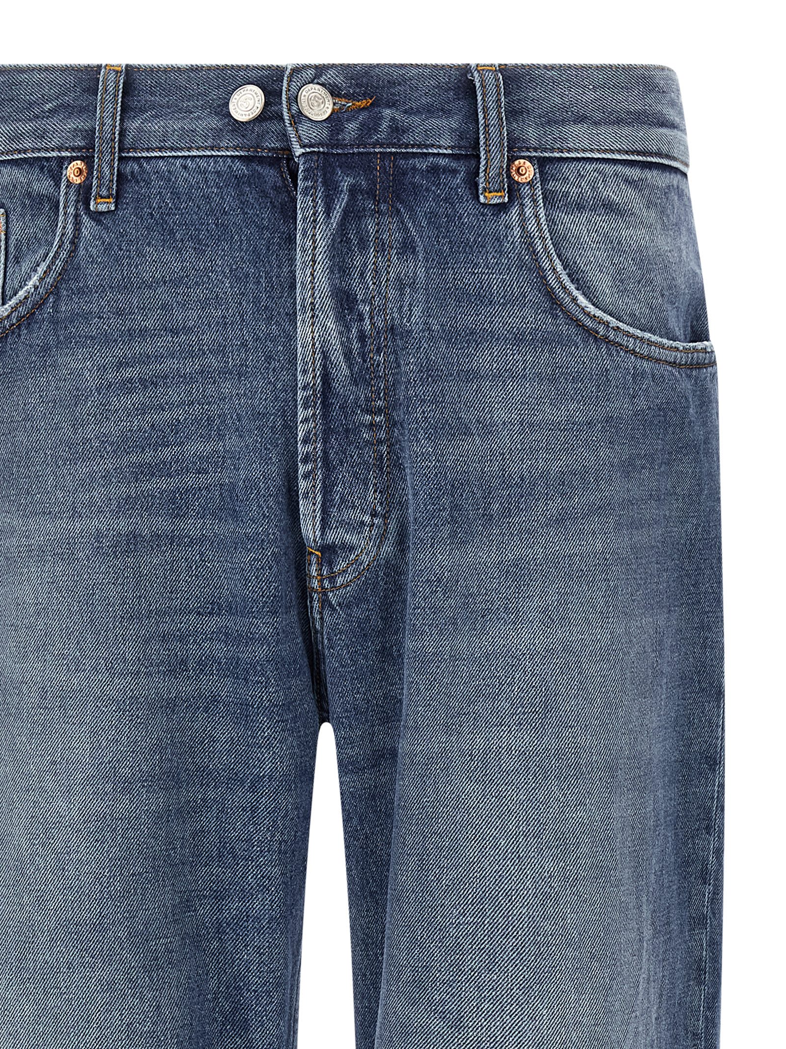 Department Five Straight Leg Stonewashed Denim Jeans With Classic Fit In Blue