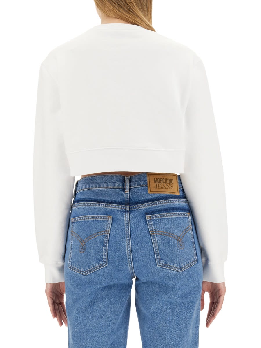 Shop M05ch1n0 Jeans Sweatshirt With Logo In White