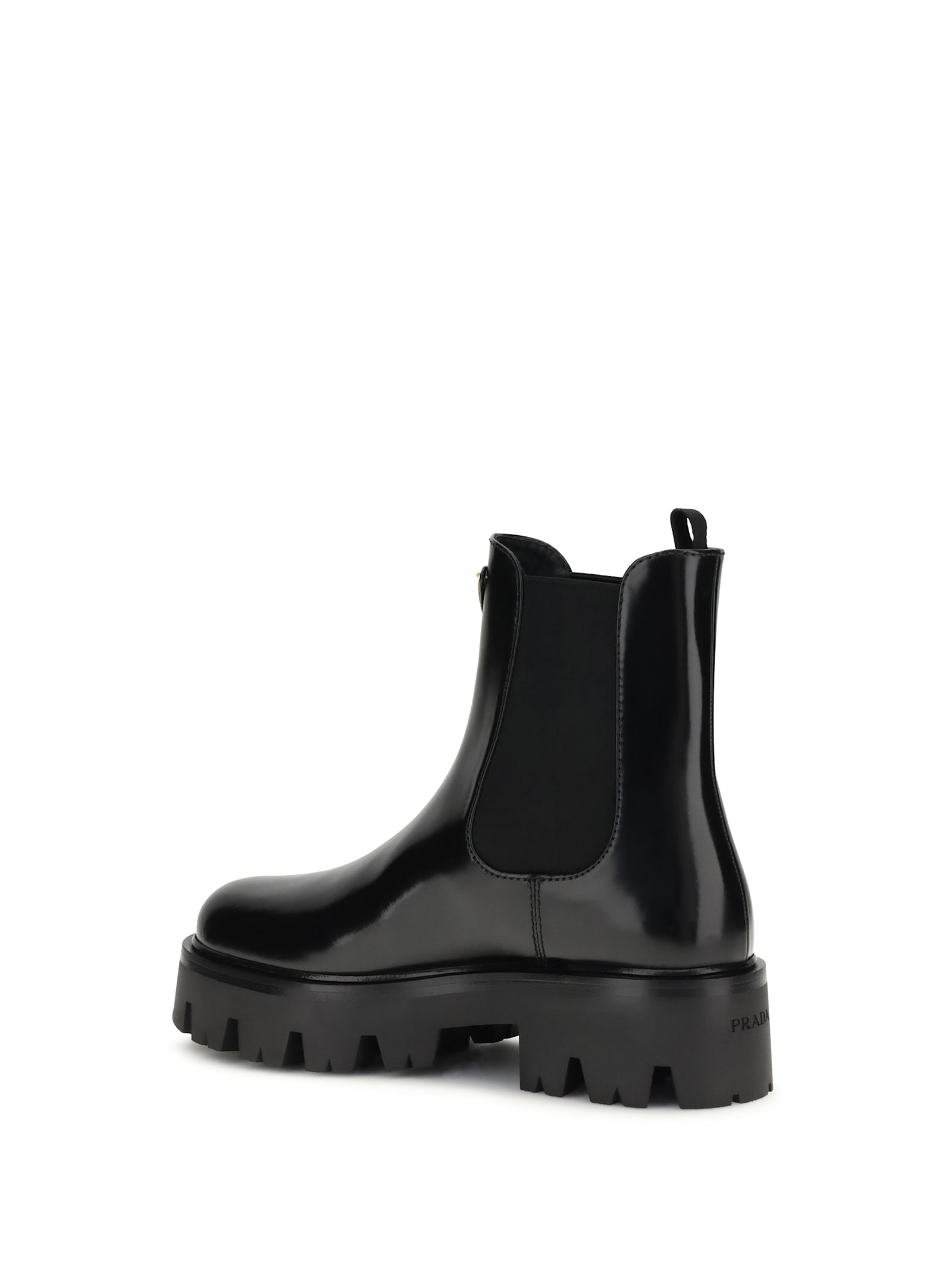 Prada Ankle Boots With Chunky Sole And Pull Tabs In Black