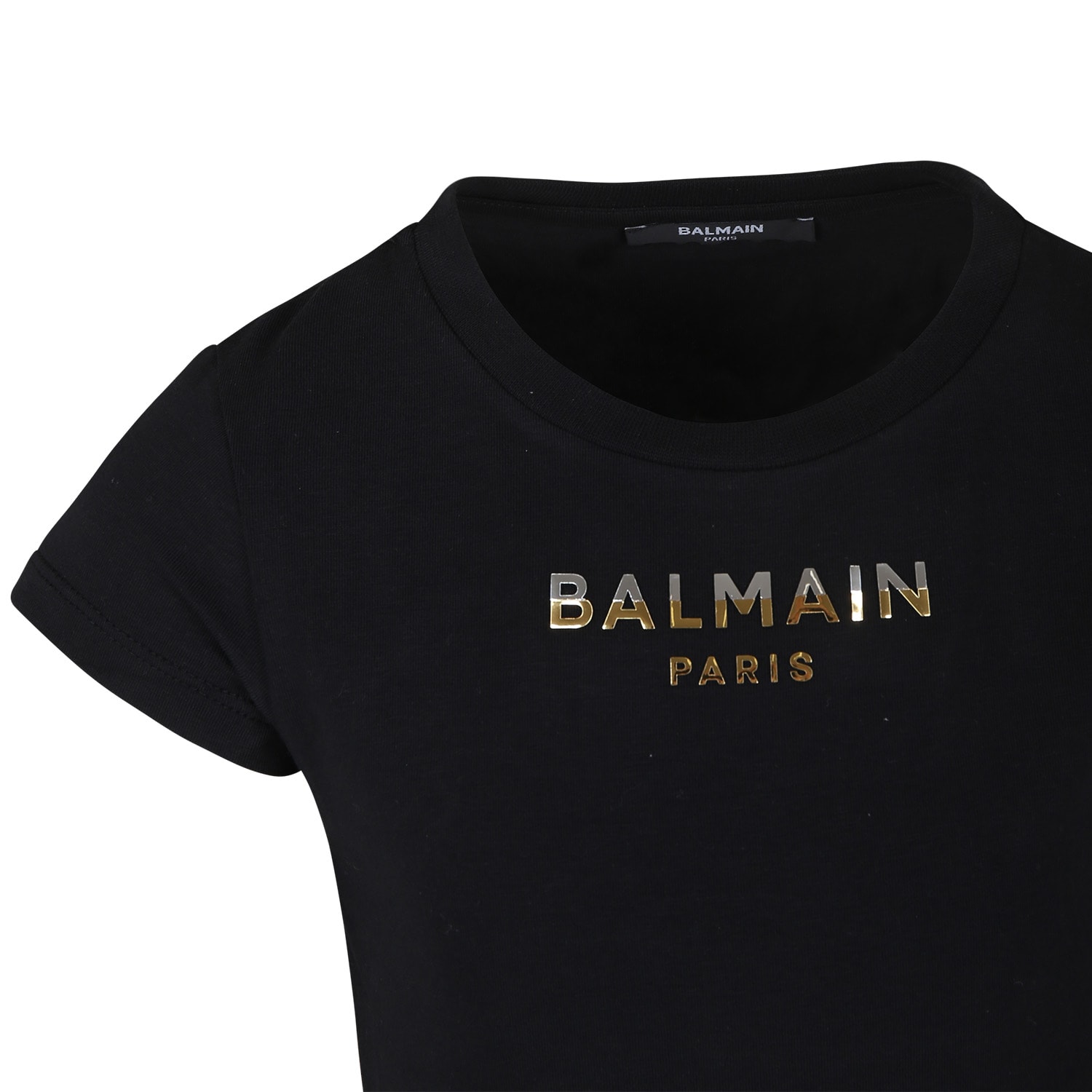 Balmain Black T-shirt For Girl With Logo In Black