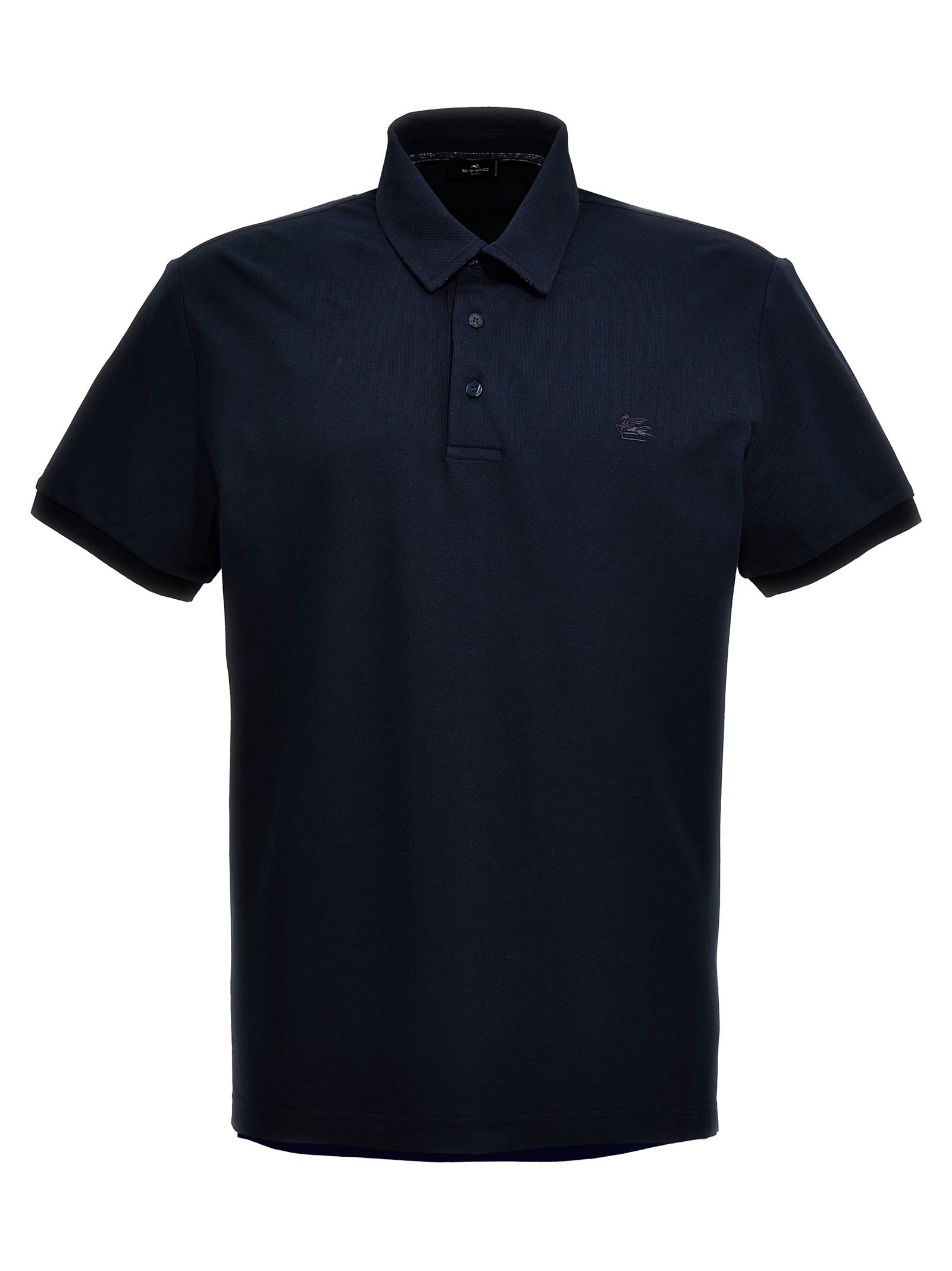 Shop Etro Logo Embroidery Polo Shirt In Blue
