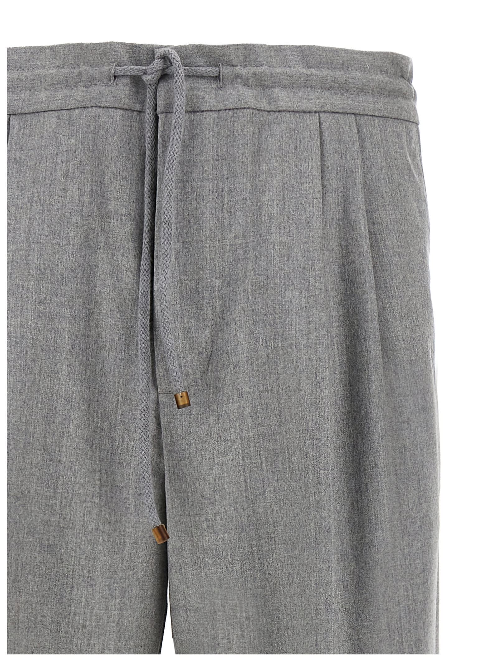 Shop Brunello Cucinelli Front Pleat Pants In Gray