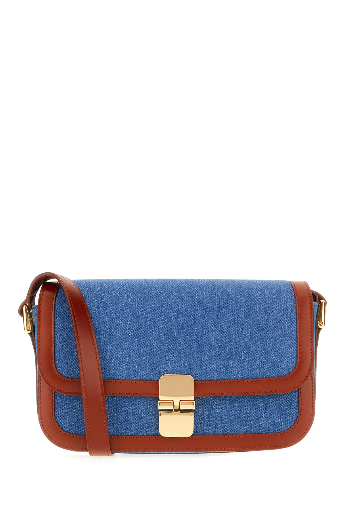 Apc Denim And Leather Mini Grace Crossbody Bag In Noisette