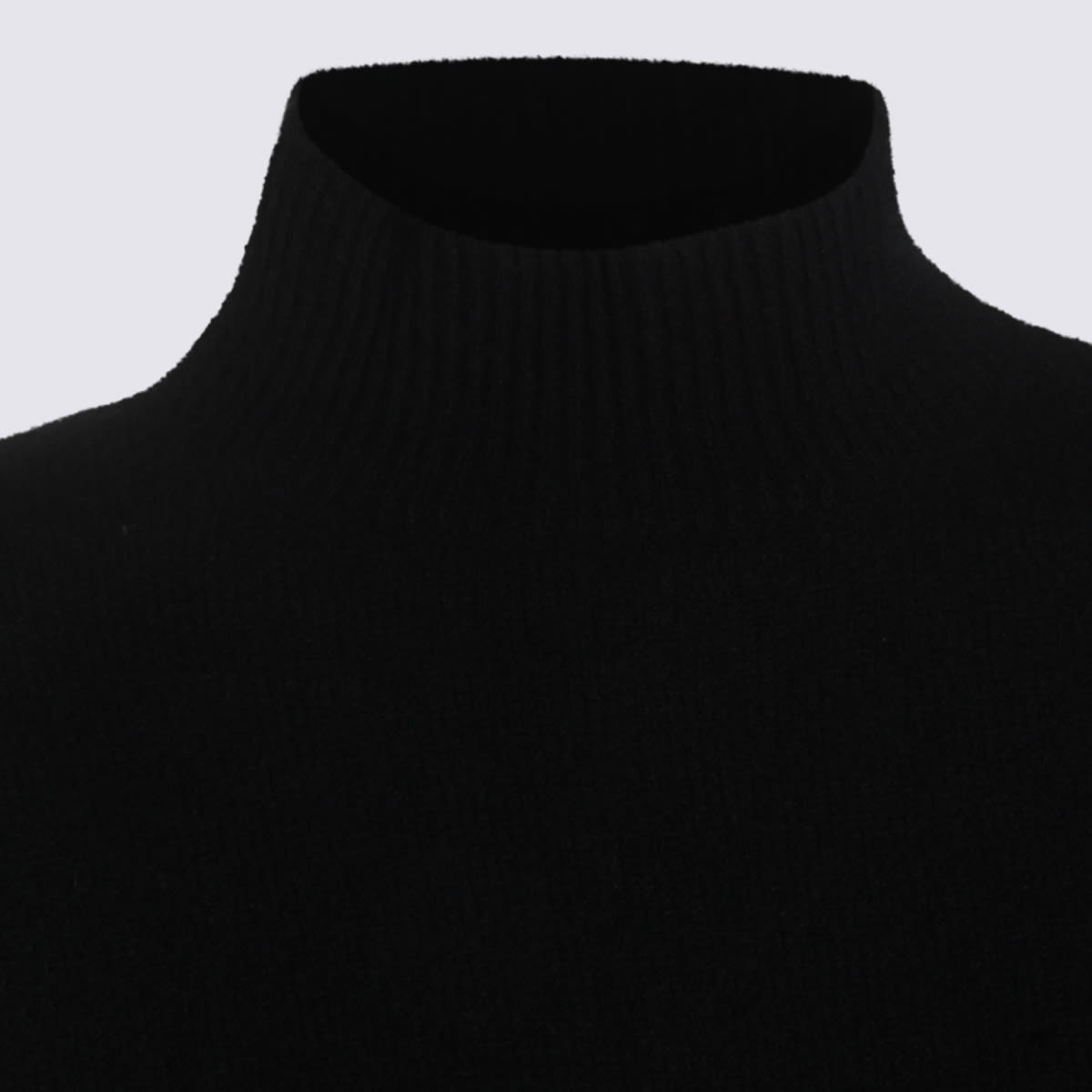Malo Ribbed Mock Neck Knitwear With Long Sleeves In Black