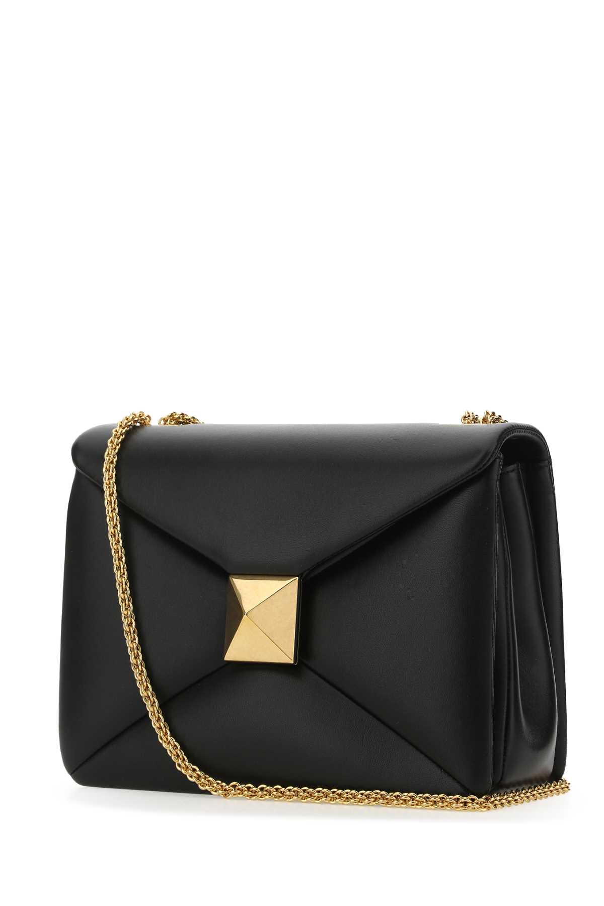 Shop Valentino Black Nappa Leather One Stud Shoulder Bag In 0no