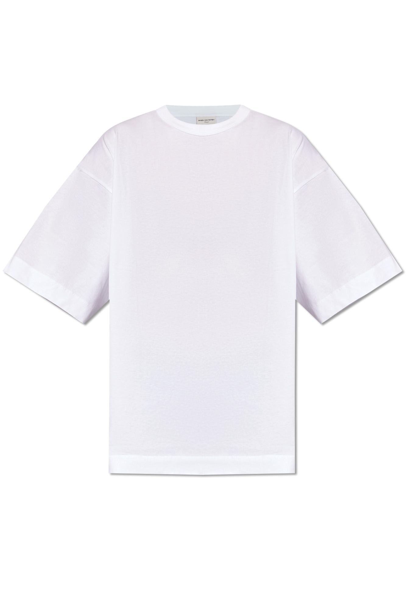 Shop Dries Van Noten Cotton T-shirt In White