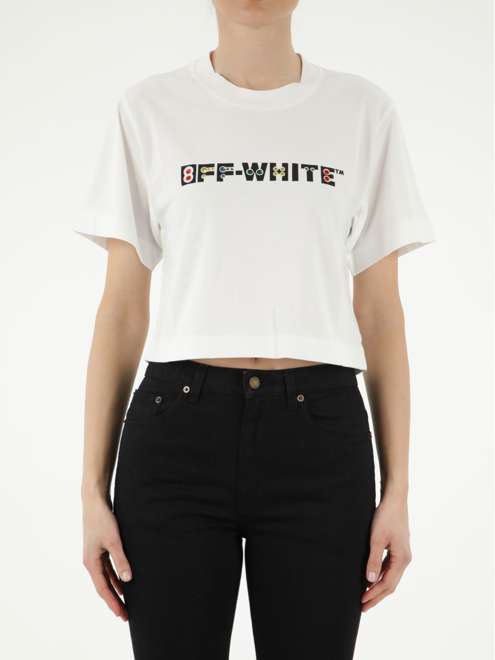 Off-White Cropped T-shirt With Logo