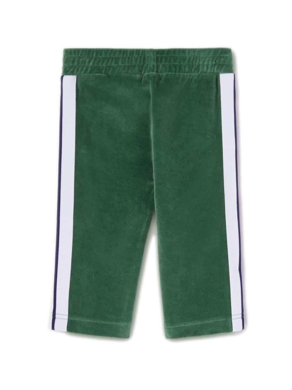 Shop Palm Angels Green Track Pants With Logo